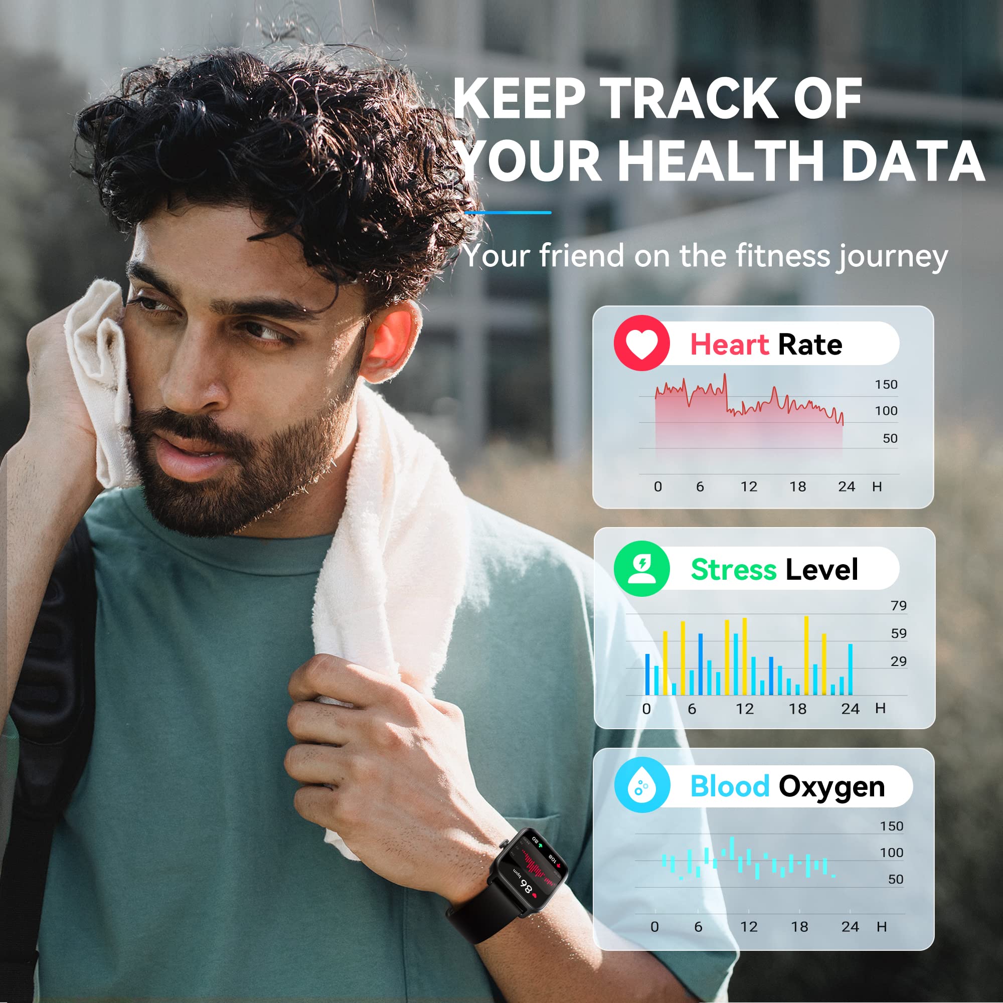 Smart Watch For Men(Answer/Make Call),Alexa Built-In,1.8 ''Fitness Tracker With Heart Rate Sleep Spo2 Monitor,100 Sport Mode,5At