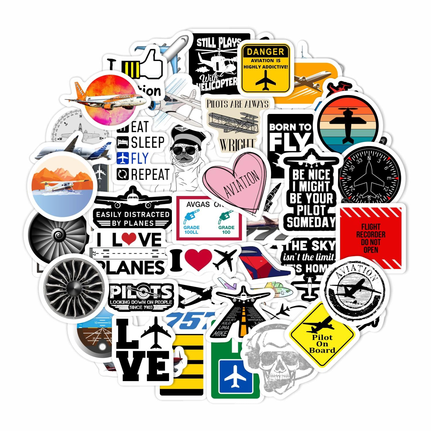 100Pcs Aviation Stickers And Decals, Pilot Stickers For Laptop, Airplane Stickers, Aircraft Stickers   Aviation Gifts, Pilot Gif