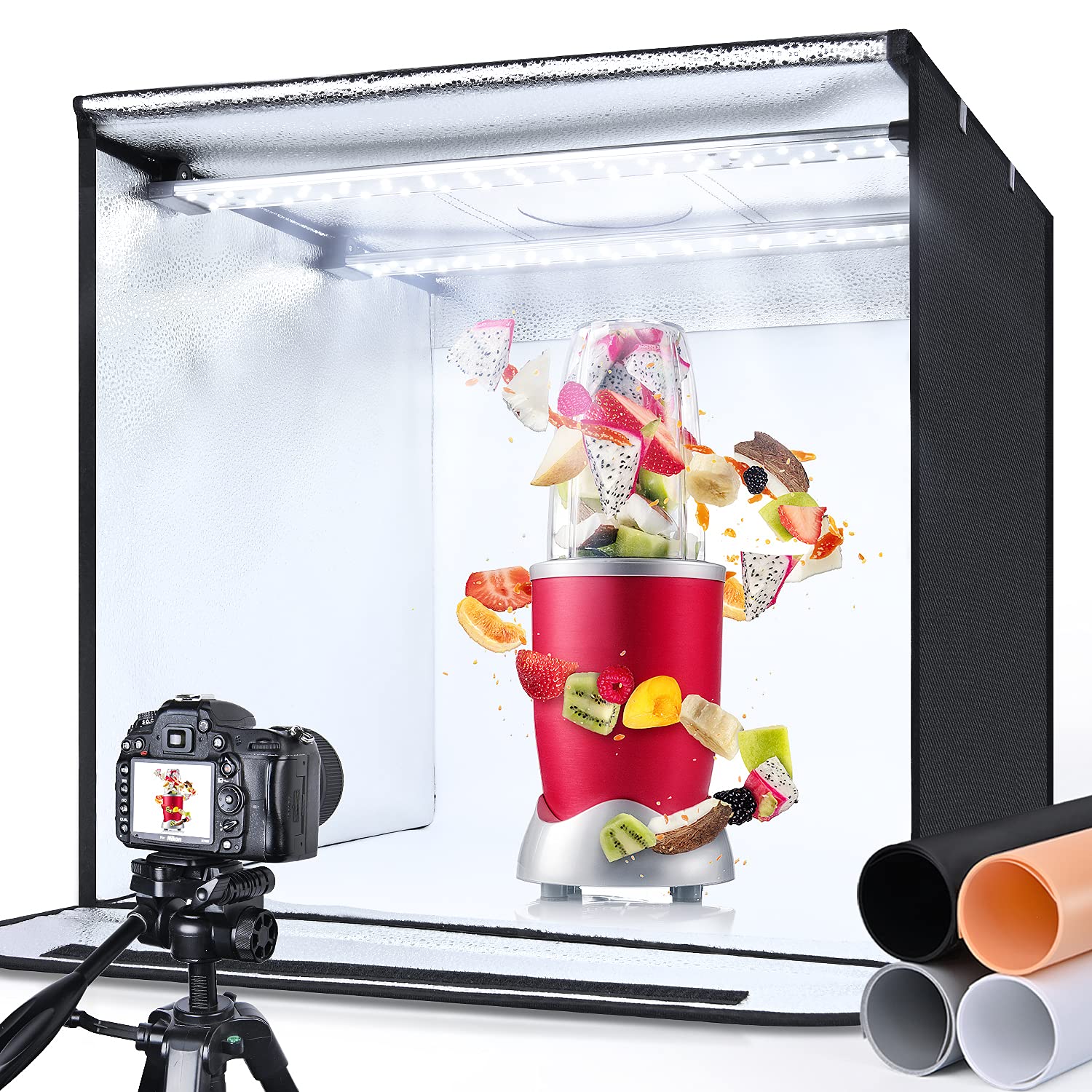 Yesker Photo Light Box, 24X24X24 Inch Portable Lighting Tent Kit Brightness Adjustable Studio Photography Booth With 126 Large L