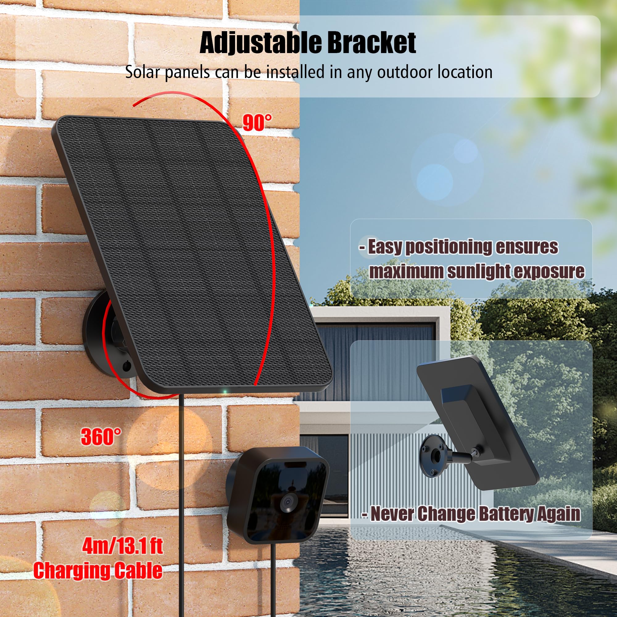 Rhorawill 3 Pack Solar Panel For Blink Outdoor 4(4Th Gen)/Blink Outdoor(3Rd Gen) Xt3 And Blink Xt2/Xt Camera(Not Included)/Blink