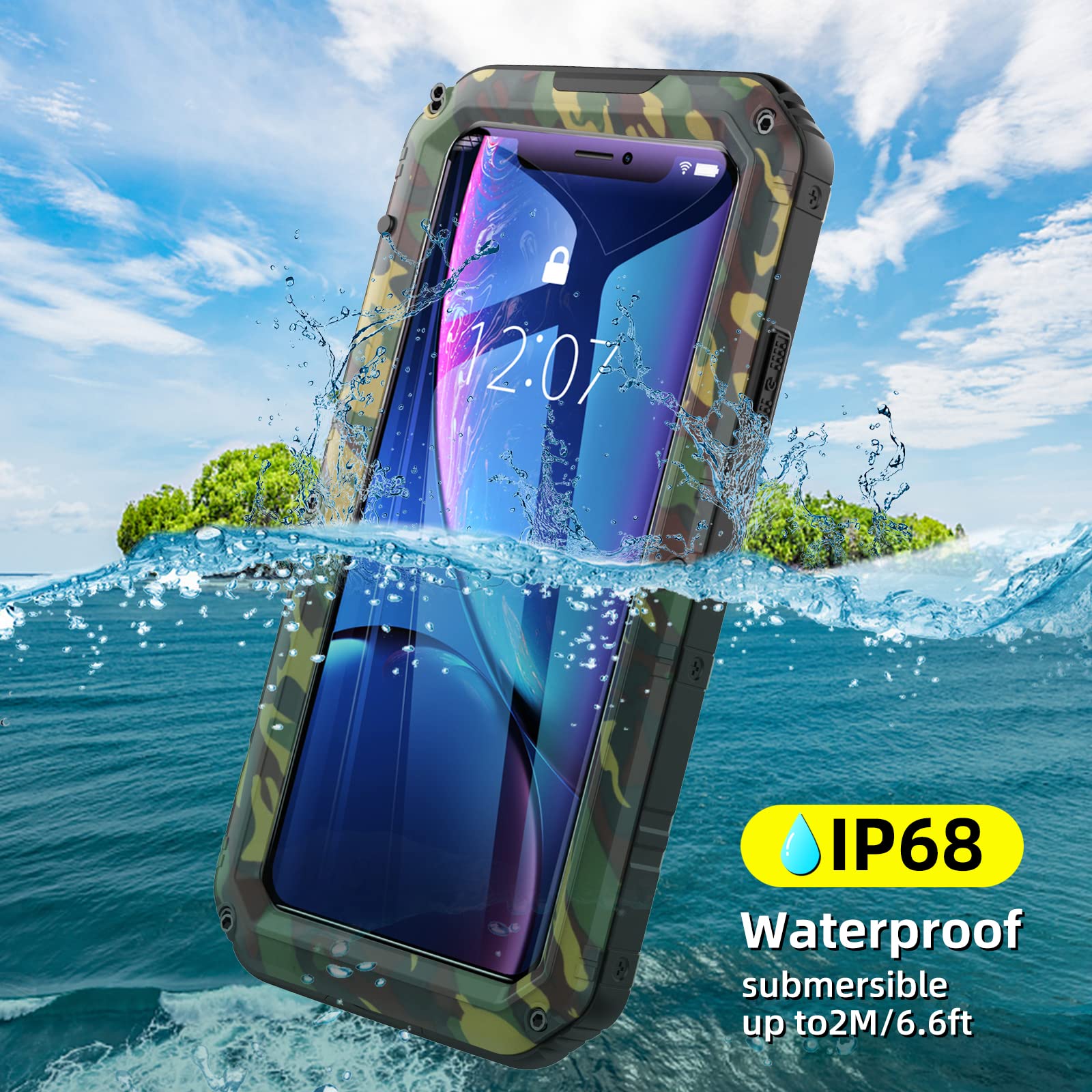 Beasyjoy For Iphone Xr Metal Case Heavy Duty With Screen Full Body Protective Waterproof Shockproof Drop Proof Tough Rugged Hybr