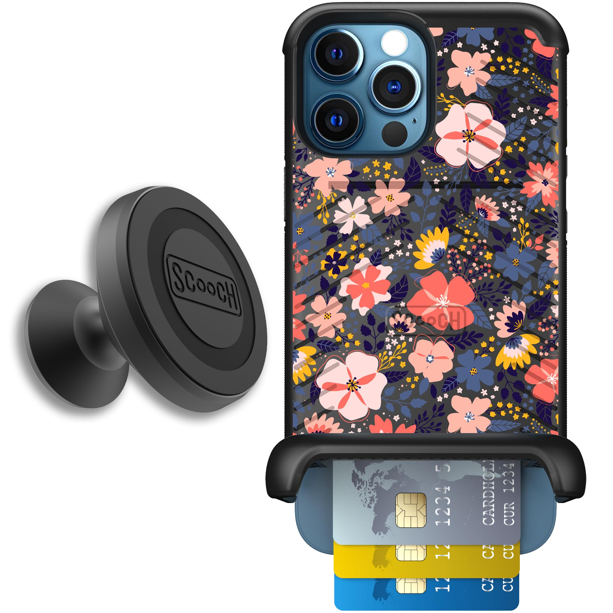 Scooch for iPhone 12 Pro Max Case with Card Holder, Wingmate Wallet Case with Hidden Card Slot and RFID Protection for 4 Cards, 