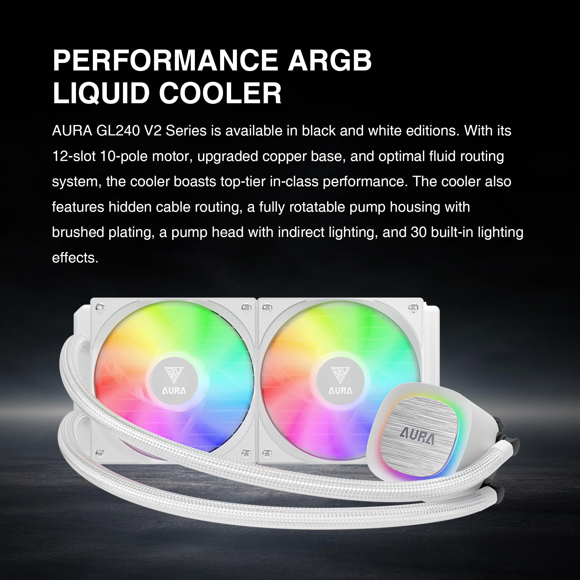 Gamdias 240Mm White Cpu Liquid Cooler Pwm Fans, Aio Water Cooling Sytem, Hidden Cable Design & Rotatable Pump, Intel Lga 1700/12