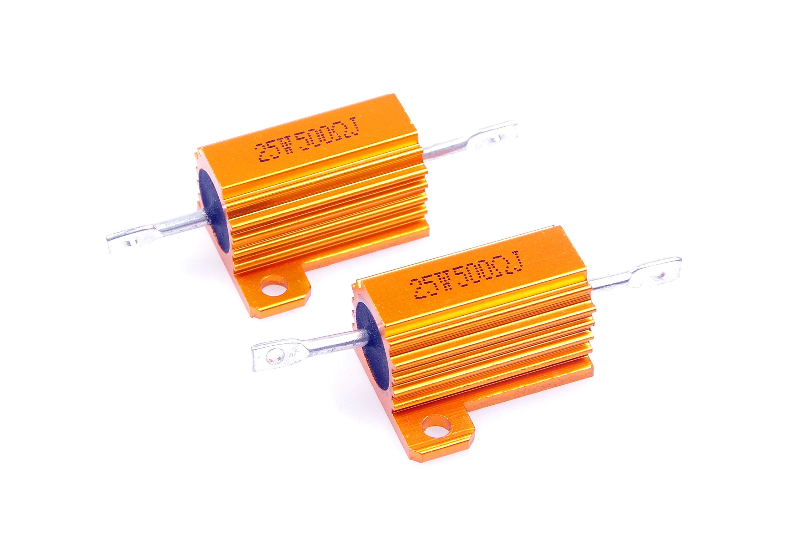 LM YN 25 Watt 500 Ohm 5% Wirewound Resistor Electronic Aluminium Shell Resistor Gold (Pack of 2)