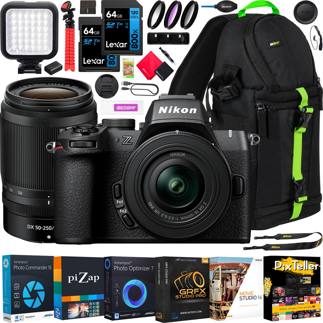 Nikon Z50II Mirrorless Camera 4K DX Body with 2 Lens Kit 16-50mm + 50-250mm VR 1788 | Official Nikon USA Partner Model | Bundle 