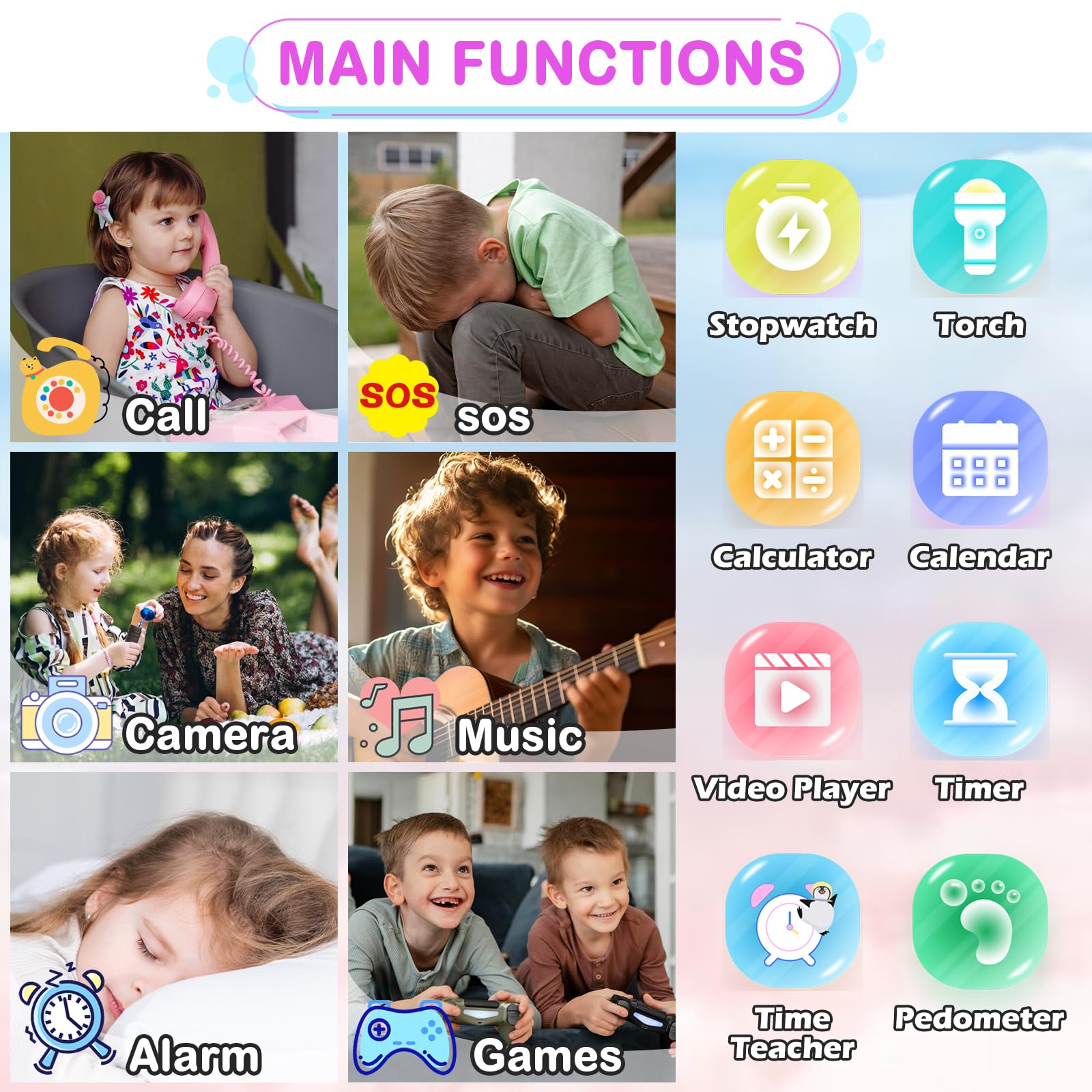 4G Kids Smartwatch Phone   Smart Cell Phone Watch For Boys Girls Ages 4 12 With Call, Sos, Parental Control, Games, Camera, Alar