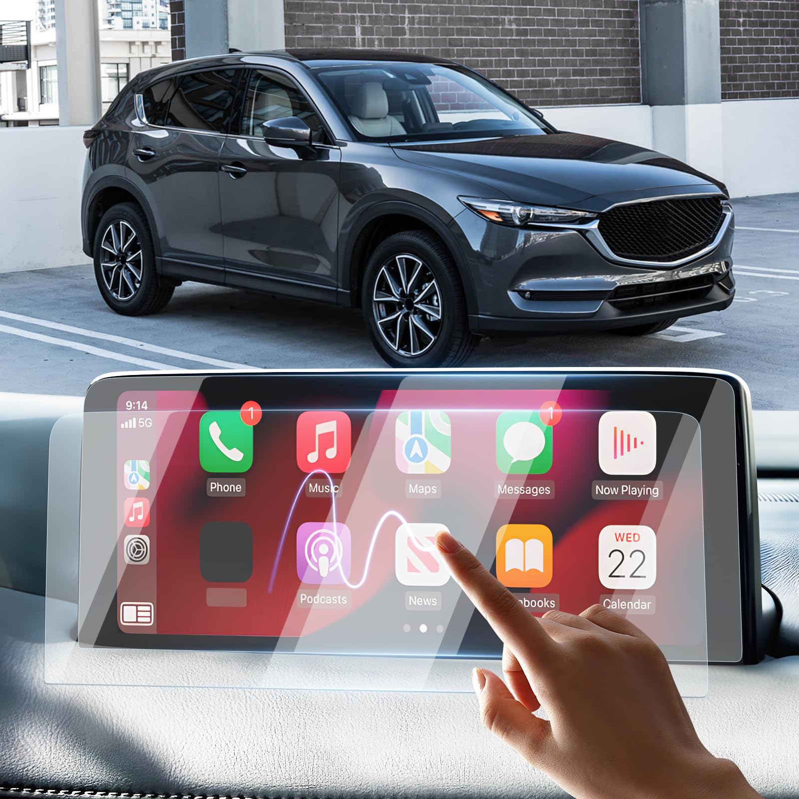 Sunsdrew 2Pcs Cx5 Cx9 Screen Protector For 2021 2023 2024 Mazda Cx 5/Cx 9 Accessories 10.2 Inch Touch Screen Radio Display Protector 9H Tempered Glass Protective Film Anti Glare Hd Clear