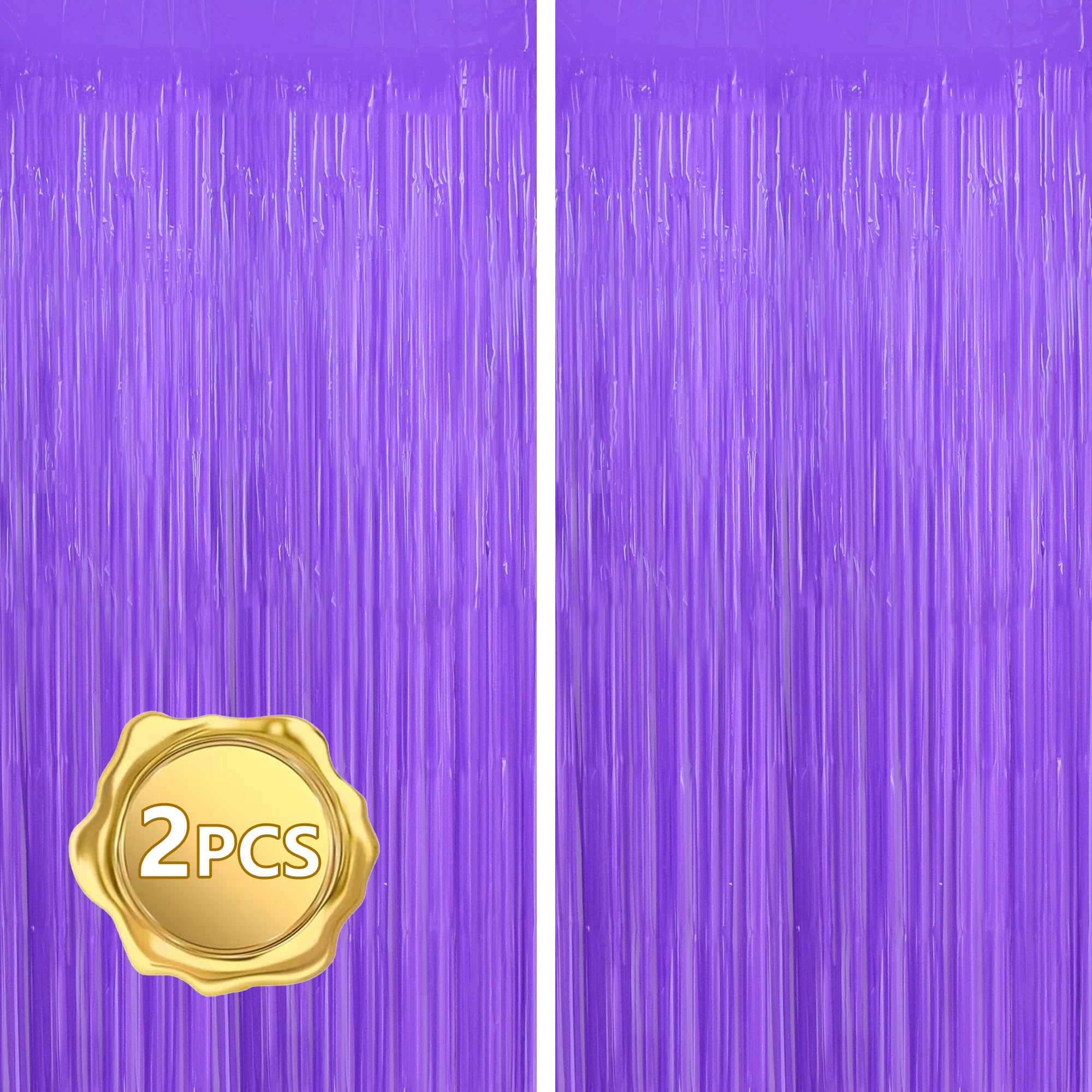 Beishida 2Pcs Purple Door Streamer Fluorescent Purple Backdrop Blue Foil Fringe Curtains Tinsel For Birthday Baby Shower Hallowe
