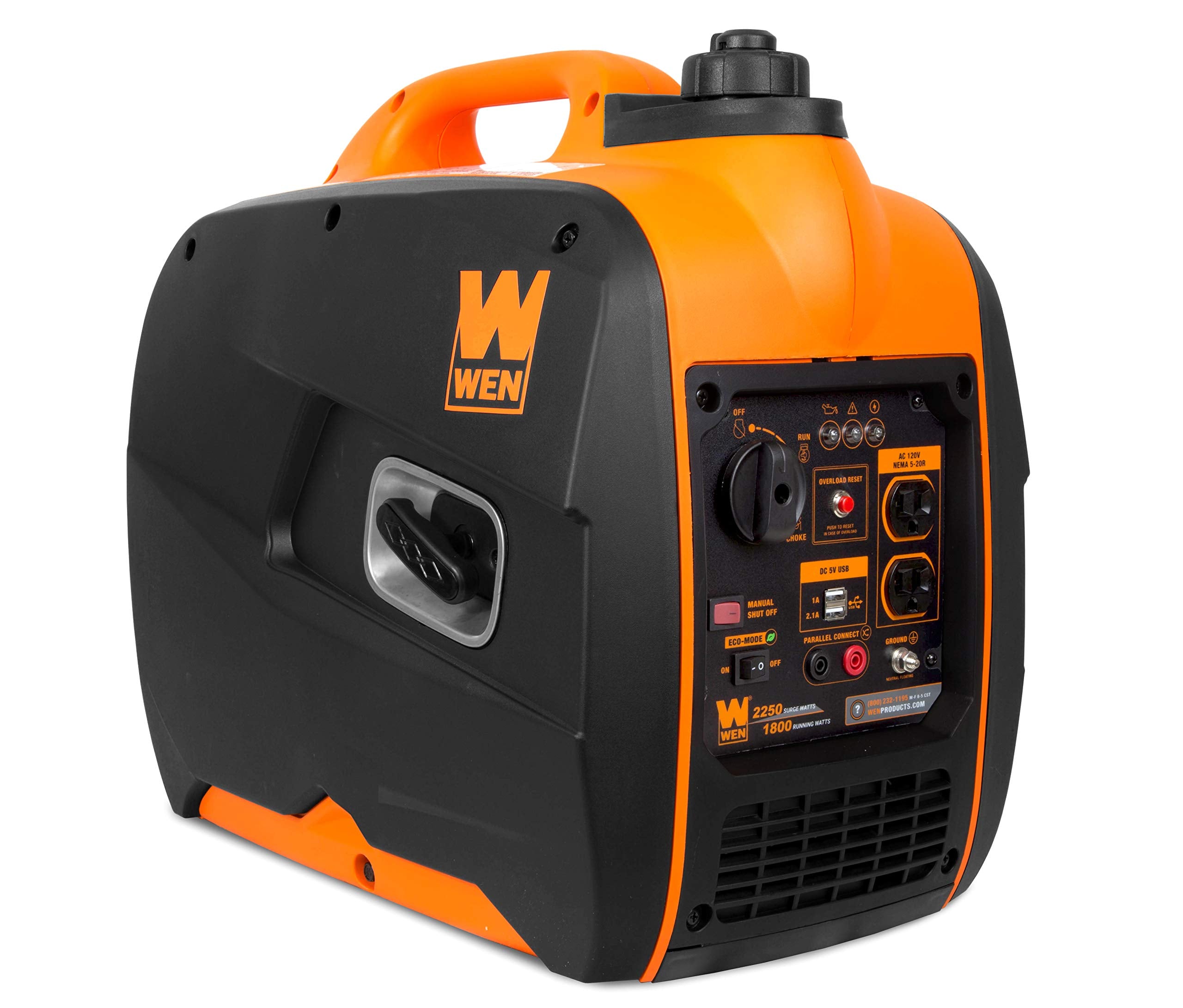Wen 56225I 2250 Watt Gas Powered Portable Inverter Generator With Fuel Shut Off, Carb Compliant , Black
