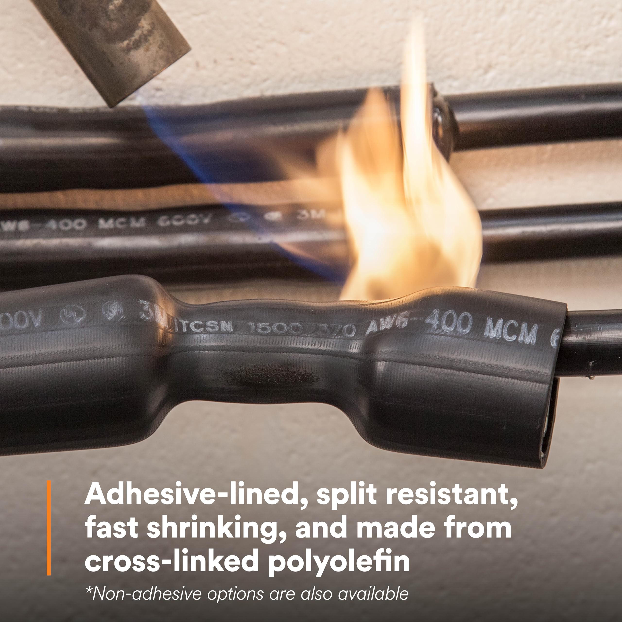 3M Heat Shrink Heavy-Wall Cable Sleeve Itcsn-0400, Mechanical And Environmental Protection, Black, 12-6 Awg, Expanded/Recovered