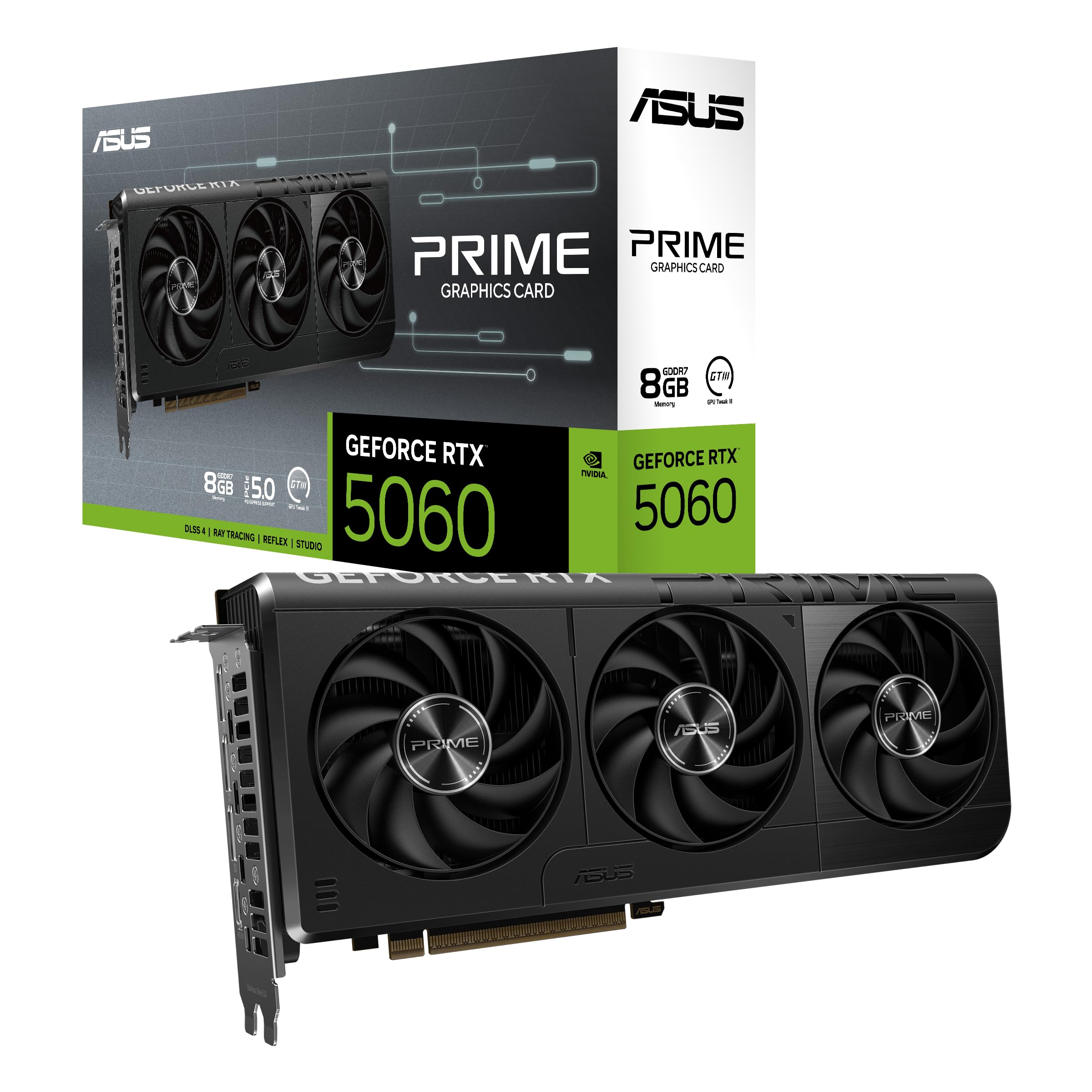 ASUS The SFFReady Prime GeForce RTX 5060 8GB GDDR7 Graphics Card (PCIe 5.0, 8GB GDDR7, HDMI/DP 2.1, 2.5Slot, Axialtech Fans, 