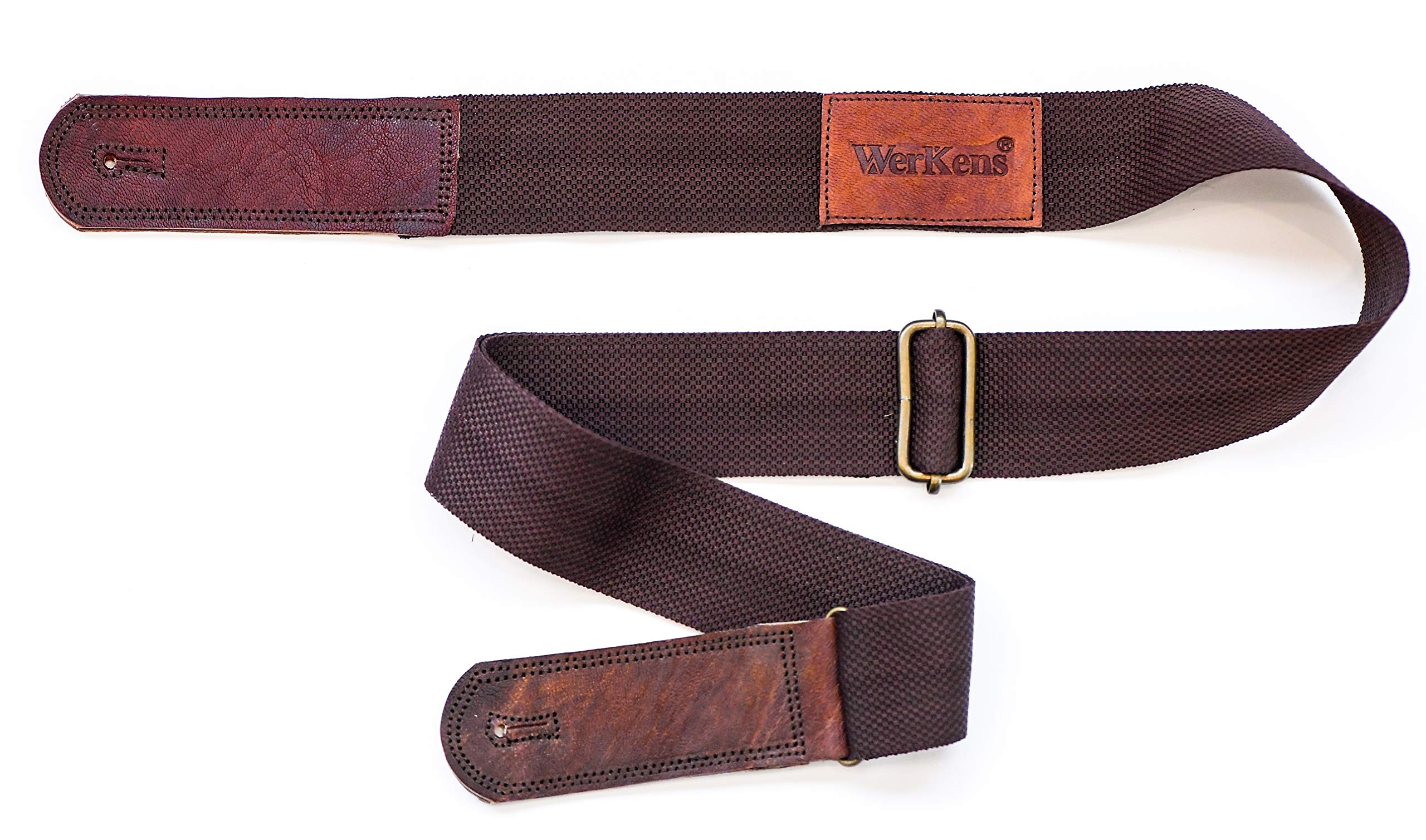 WerKens Guitar Strap Comfort Grip 2 inch Wide Adjustable Guitar Straps Belt with Original Leather Ends  Brown
