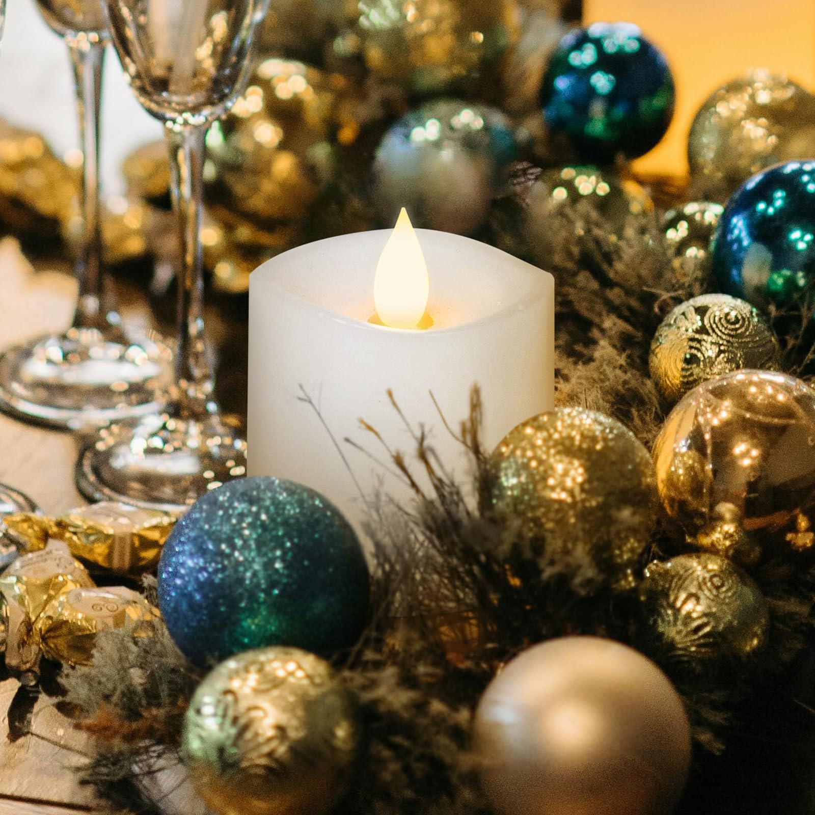 Milysoek 3X3 Flickering Flameless Candles, Real Wax Led Candles Battery Candles Flickering, 3 Inch Flameless Candles With Remote