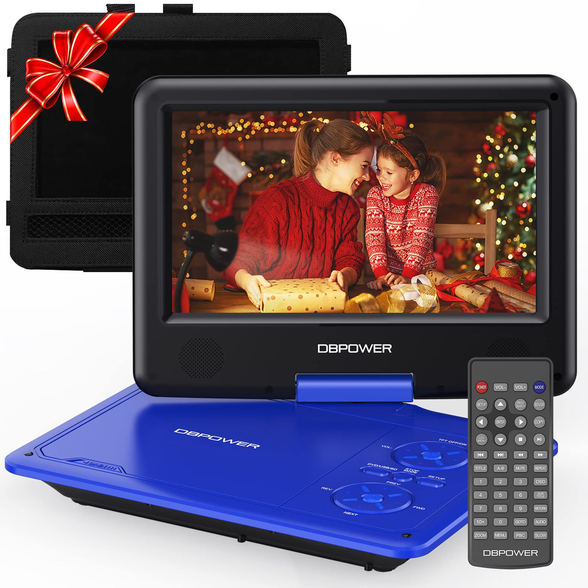Dbpower 11.5'' Portable Dvd Player, 5-Hour Built-In Rechargeable Battery, 9'' Swivel Screen, Support Cd/Dvd/Sd Card/Usb, With Re