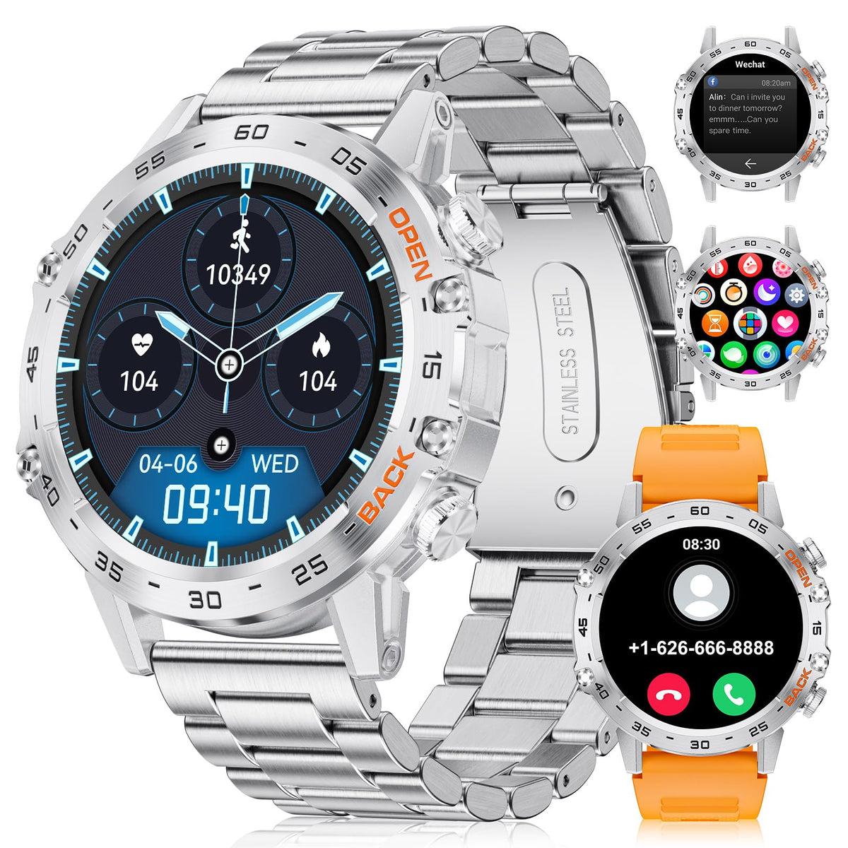 Foxbox Smart Watch For Men Answer/Make Call For Android Ios, 400Mah Military Smartwatch Blood Oxygen Sleep Monitor Step Counter,