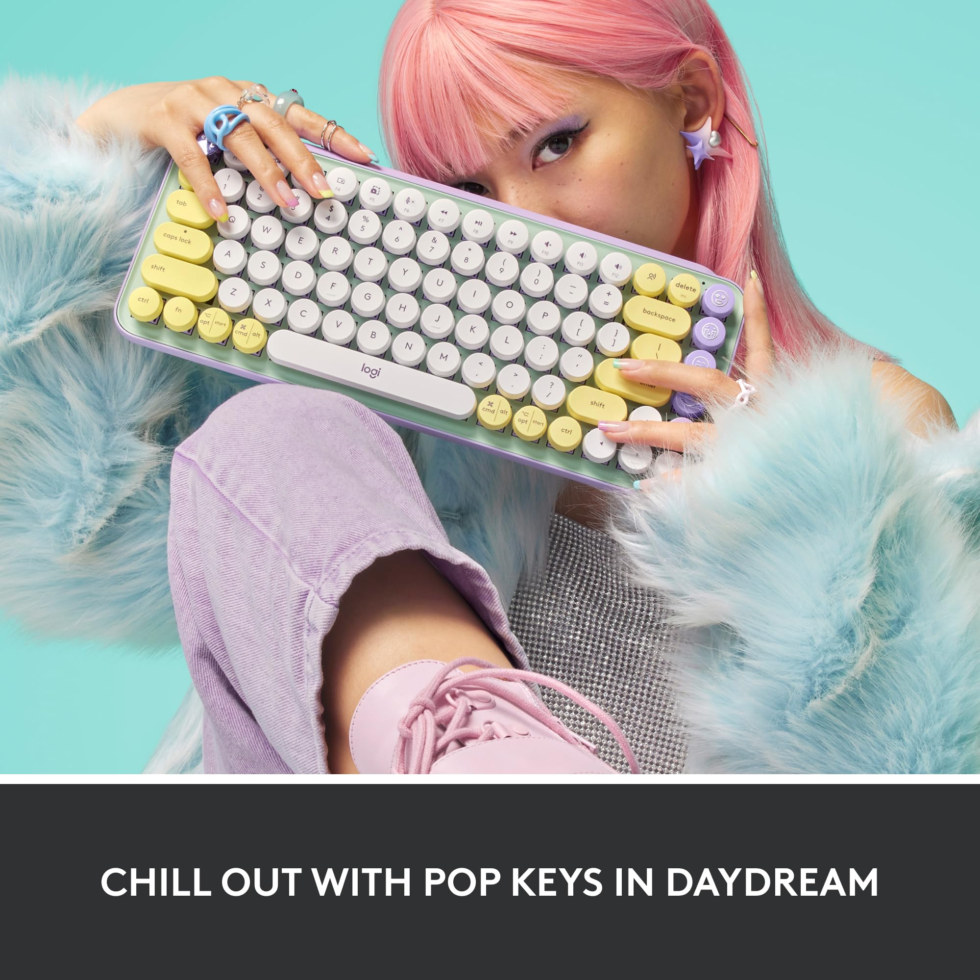 Logitech Pop Keys Mechanical Wireless Keyboard With Customizable Emoji , Durable Compact Design, Bluetooth Or Usb Connectivity,