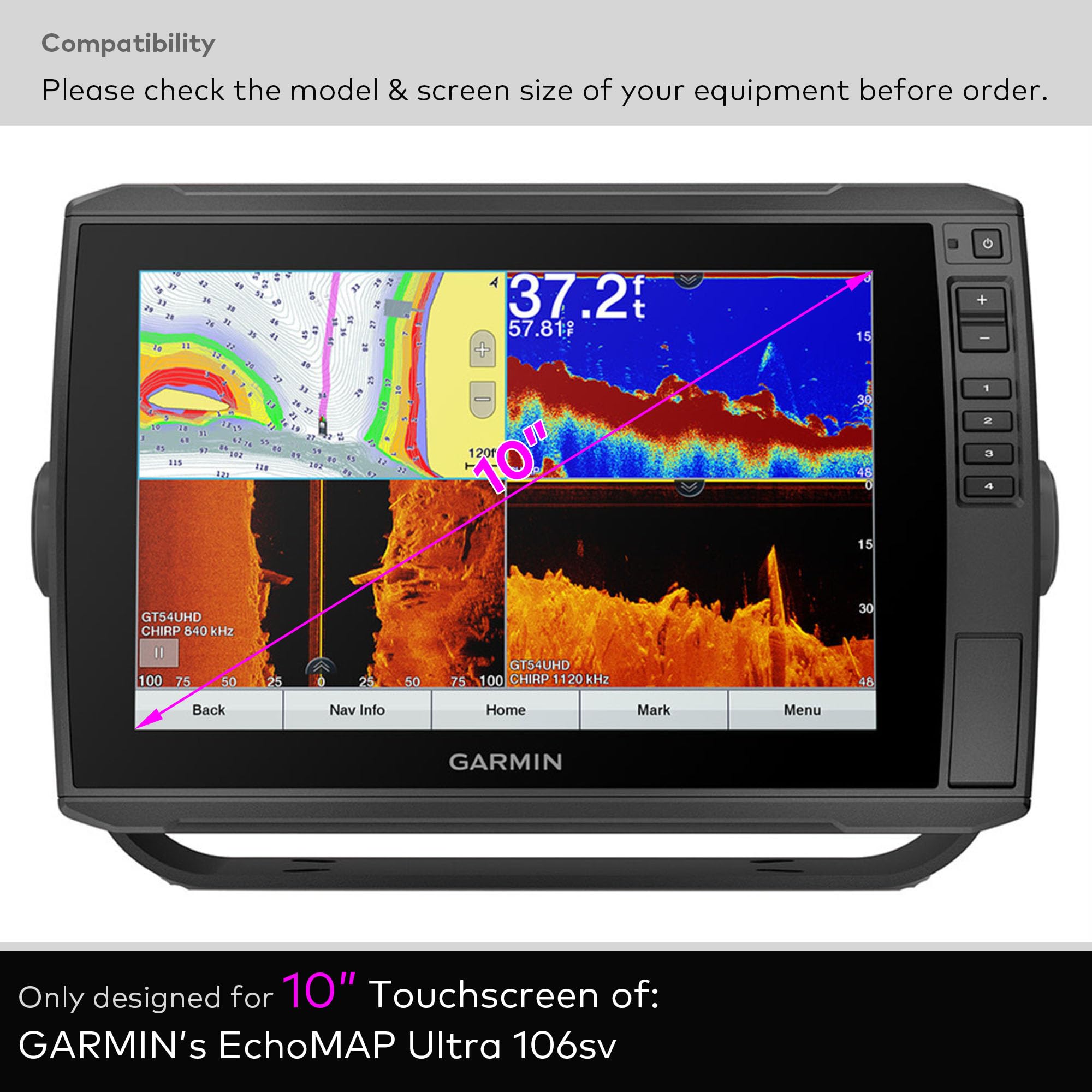 Innosure [2 Pack] For Garmin Echomap Ultra 102Sv 106Sv Tempered Glass Screen Protector 10 Inch Fishfinder Touchscreen Accessorie