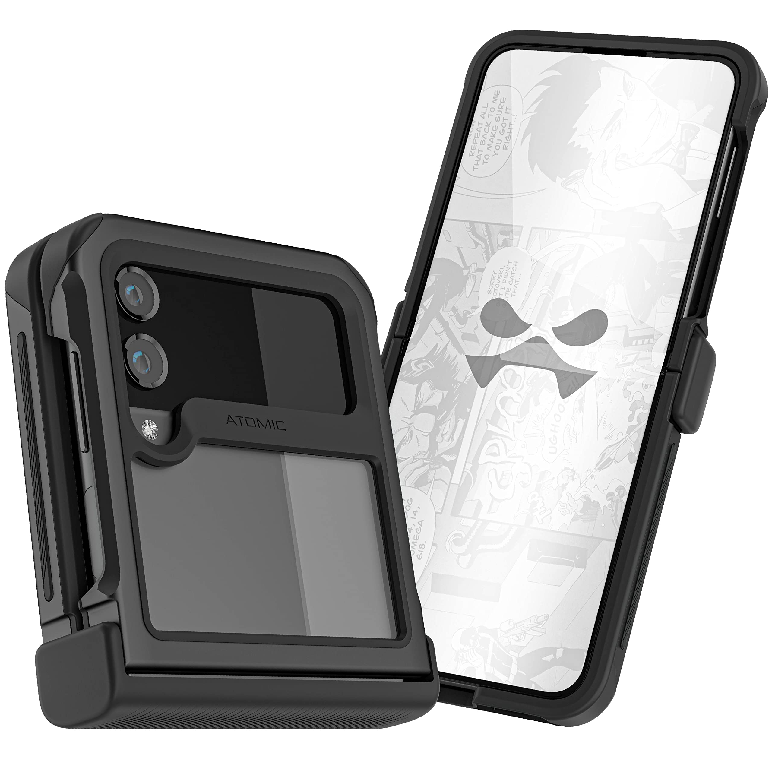 Ghostek Atomic Slim Galaxy Z Flip 4 Case - Clear Back with Black Aluminum Metal Bumper, Shockproof & Dual-Layer Protective Phone