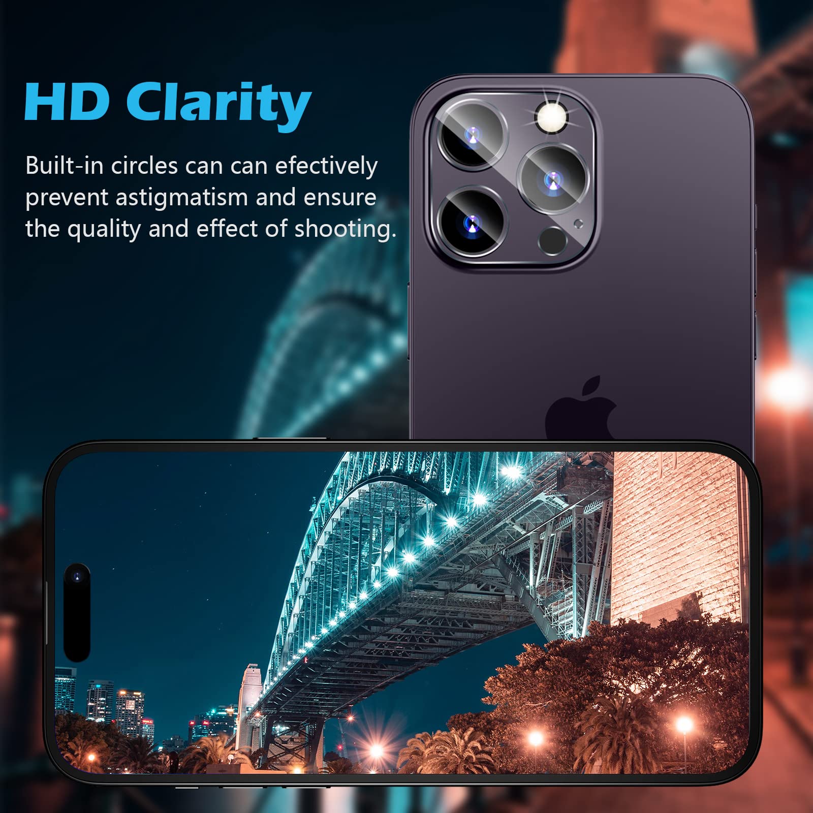 Imluckies [3 Pack] Camera Lens Protector For Iphone 14 Pro 6.1'' / Iphone 14 Pro Max 6.7'', 9H Tempered Glass Film With Anti Fla