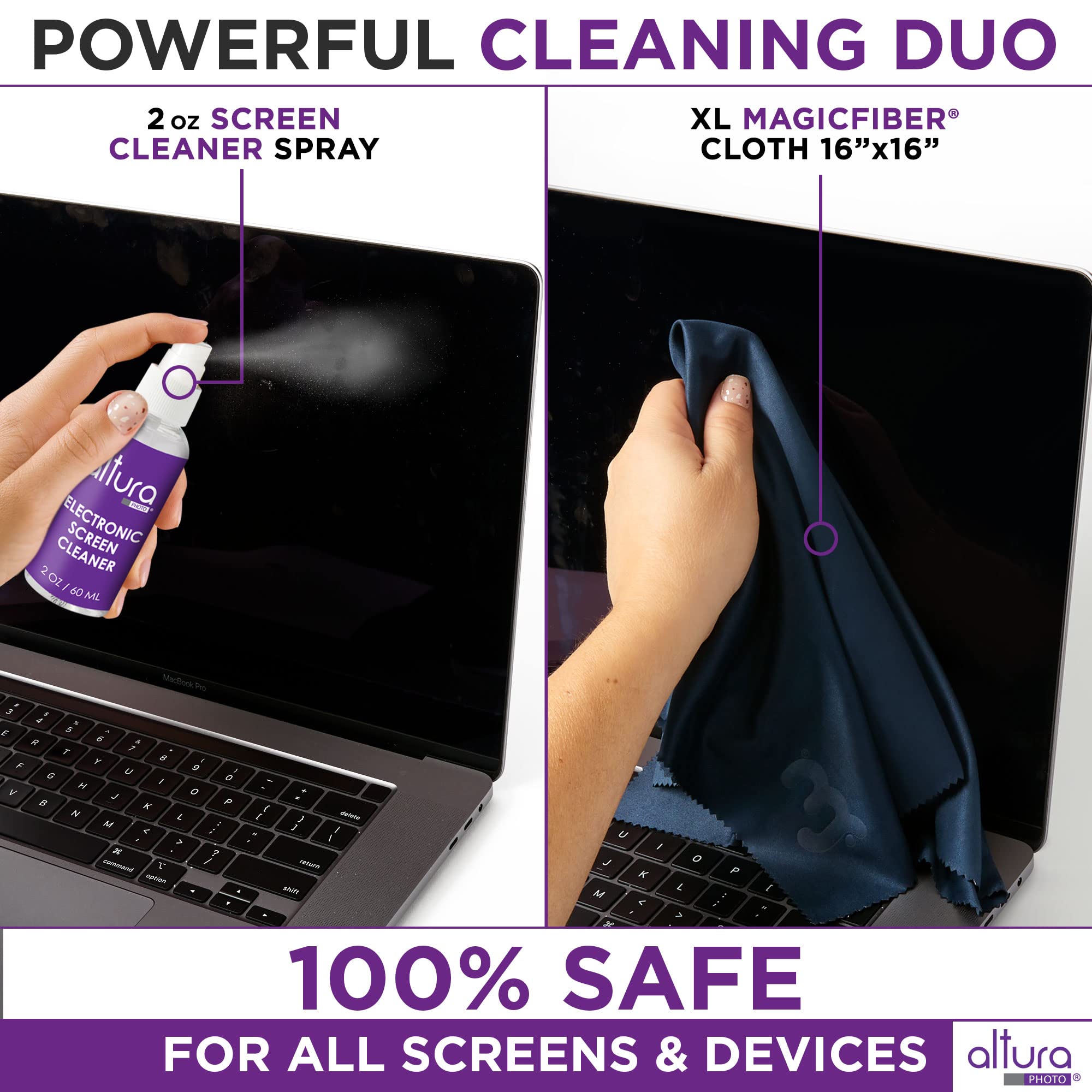 Professional Laptop Cleaning Kit Computer Screen & Keyboard Cleaner 5 Piece Electronic Cleaner With Laptop Screen Spray, Air Blo