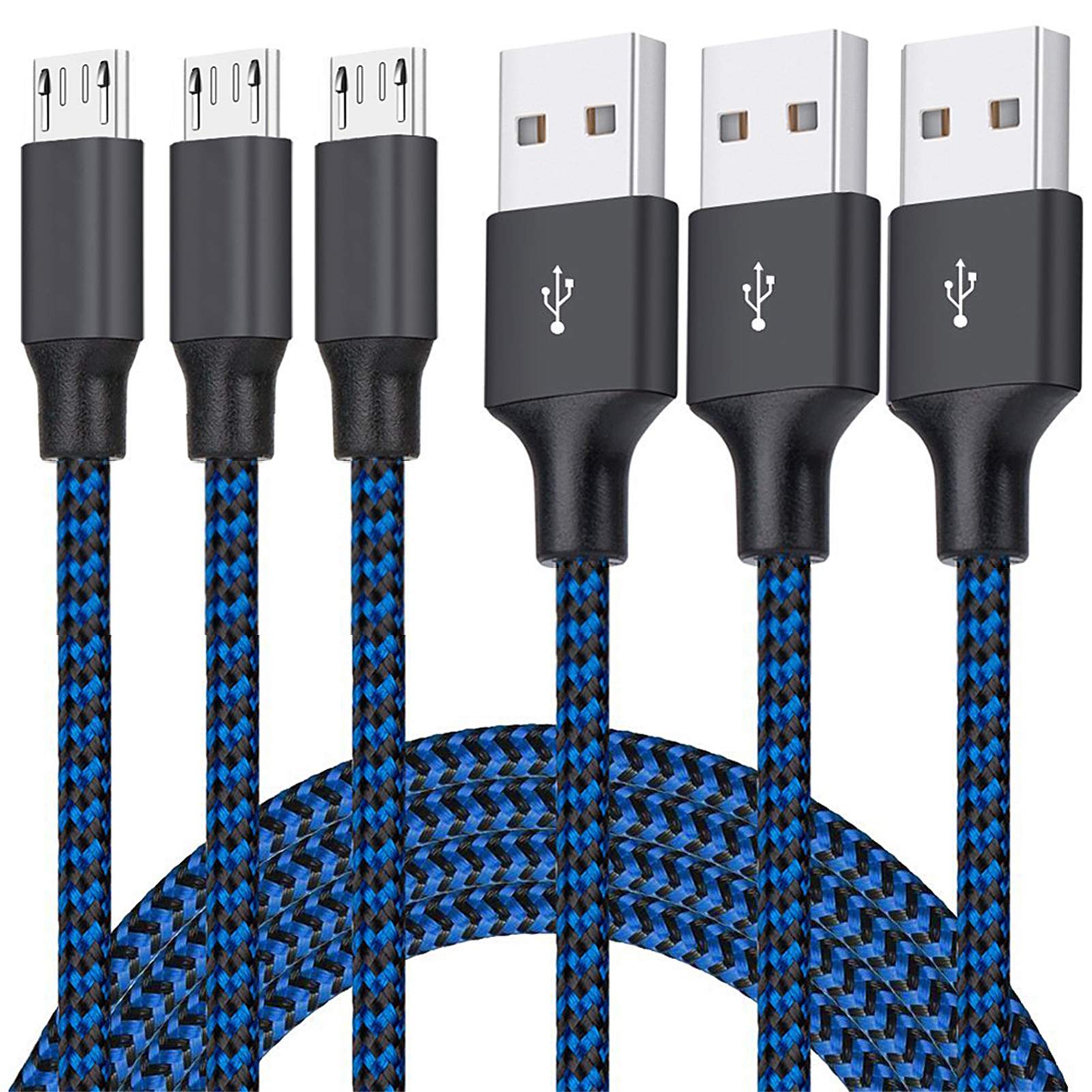 Micro Usb Cable, 3Pack 6Ft Android Charger Cord Long Braided Sync Fast Charging Cables Compatible With Samsung Galaxy S6 S7 Edge