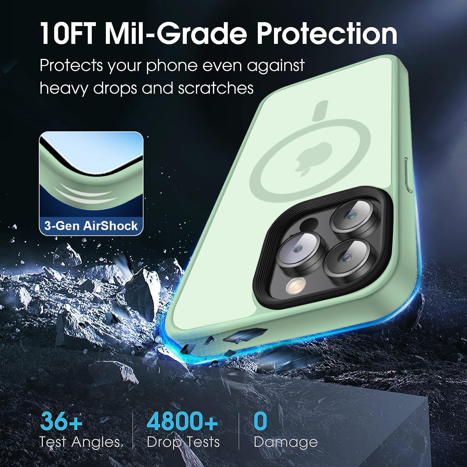 Yzoiko Magnetic Case For Iphone 13 Pro Case [10Ft Grade Drop Tested & Compatible With Magsafe] Translucent Anti Fingerprint Anti