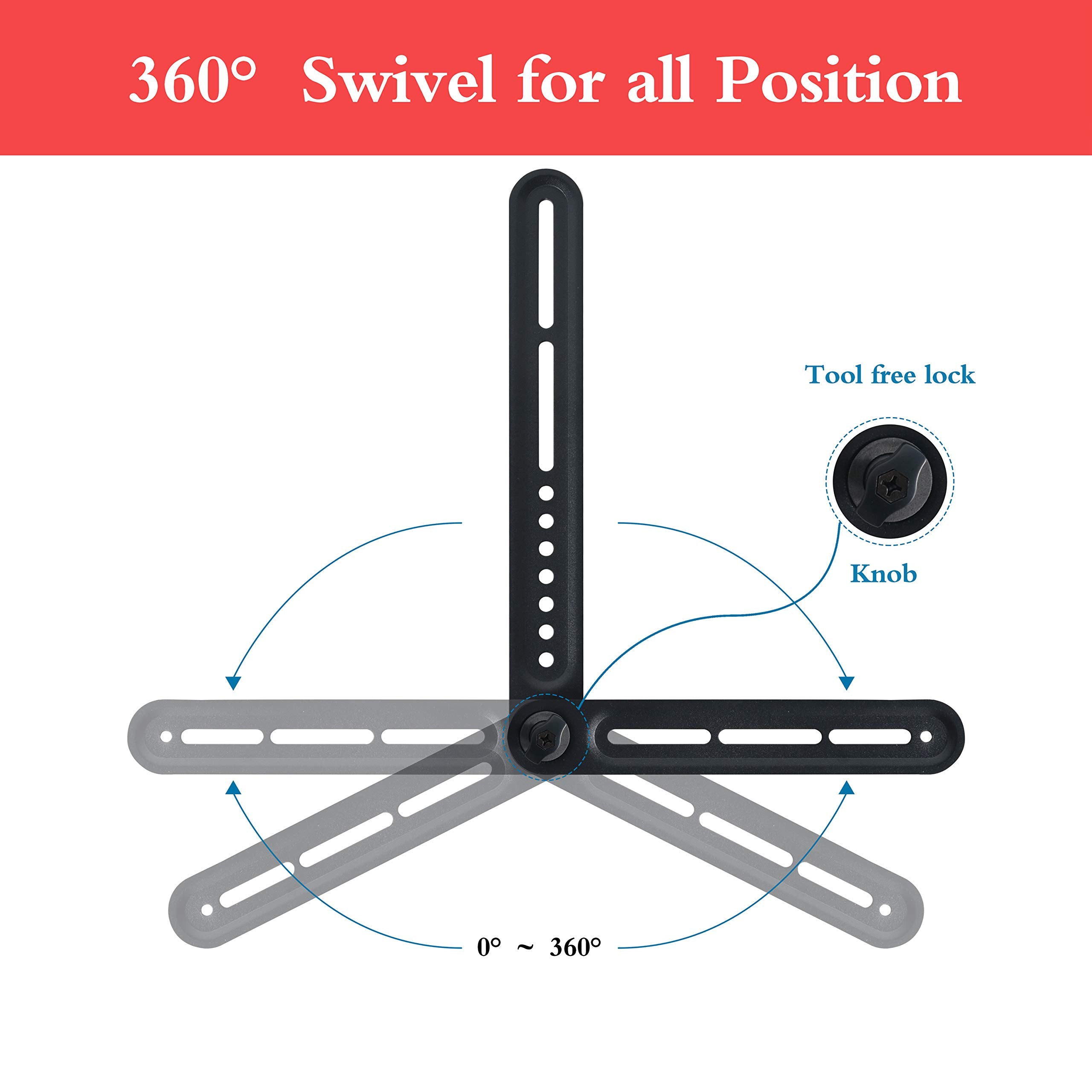 Dynavista Soundbar Mount Sound Bar Tv Bracket For Mounting Above Or Under Tv, Fits 22Lbs(10Kg) With Adjustable Long And Short Ex