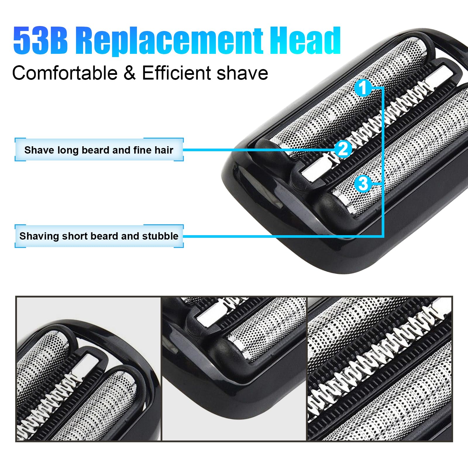 53B Electric Shaver Head Replacement,Compatible With Braun Series 5/6 Shavers Foil 5020Cs 5018S 5035S 5049Cs 5050Cs 6020S 6040Cs