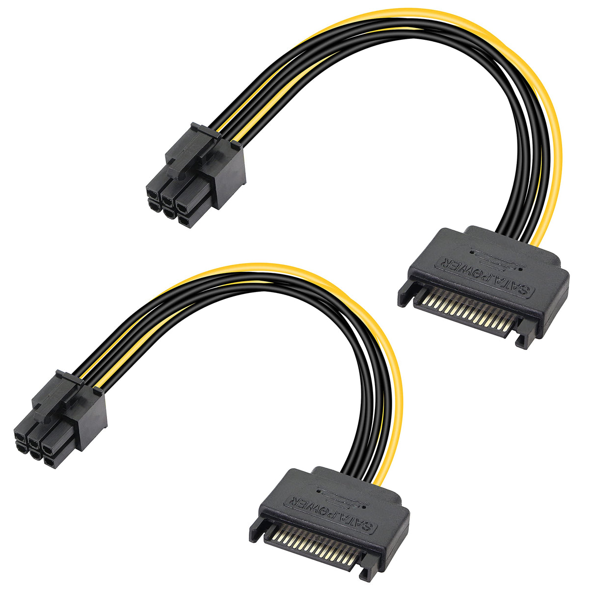Gelrhonr Sata To 6 Pin Pcie Power Cable,Sata 15 Pin Male To 6 Pin Pci Express Graphics Video Card Power Cable For Host And Graph