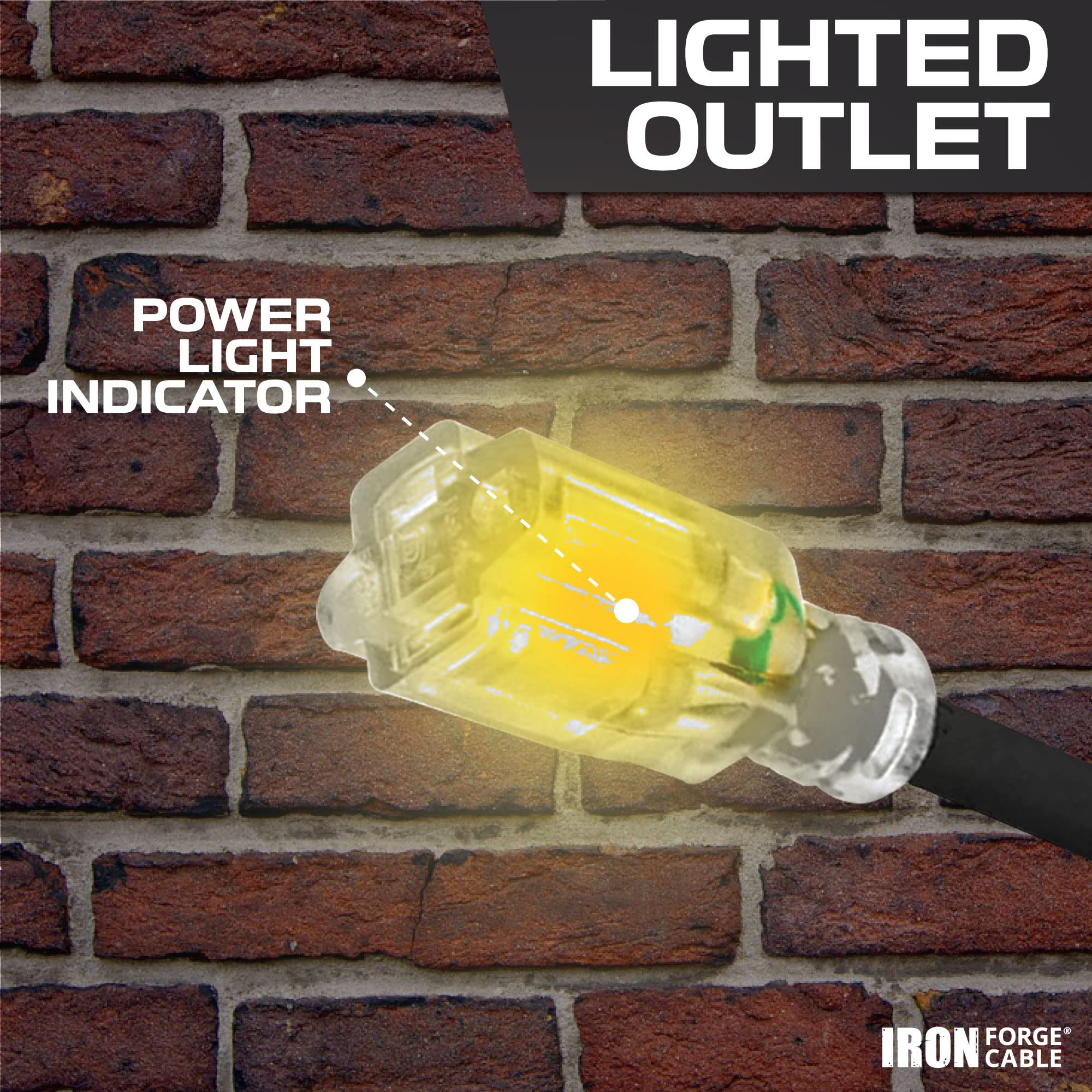 Iron Forge Cable 2 Pack 50 Ft Heavy Duty Extension Cord Outdoor, Oil Resistant Weatherproof 12 Gauge Extension Cord 50 Ft 3 Pron