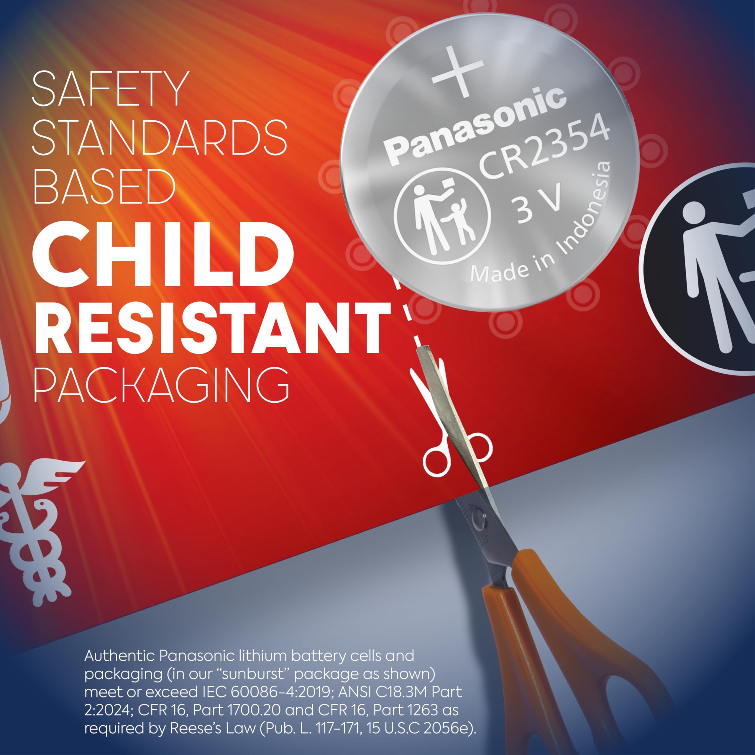 Panasonic Cr2354 3.0 Volt Long Lasting Lithium Coin Cell Batteries In Child Resistant, Standards Based Packaging, 1-Battery Pack
