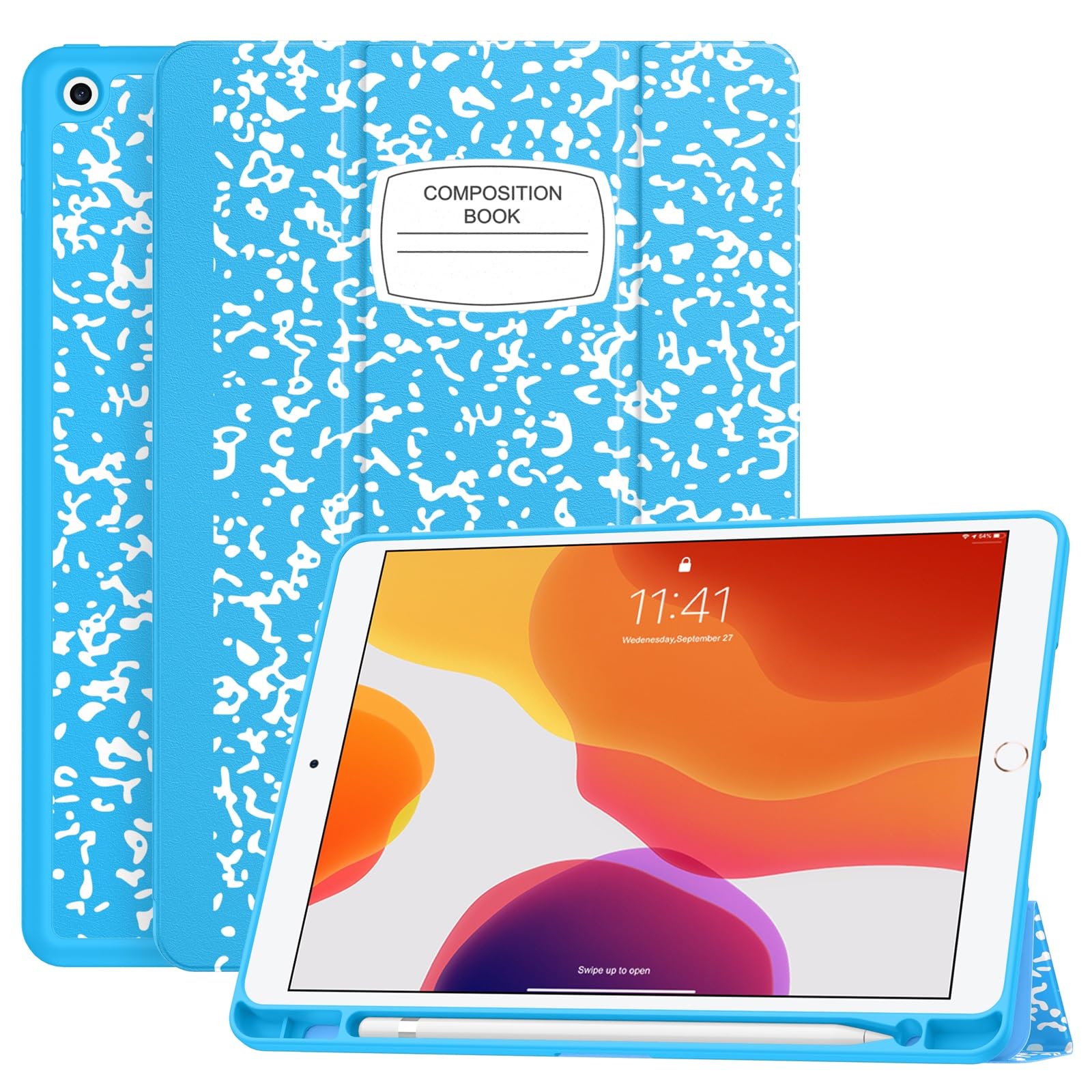 Soke Case For Ipad 9Th Generation 2021/8Th Gen 2020/7Th Gen 2019 With Pencil Holder   Premium Shockproof Case With Soft Tpu Back Cover & Auto Sleep/Wake For Ipad 10.2 Inch, Book Blue