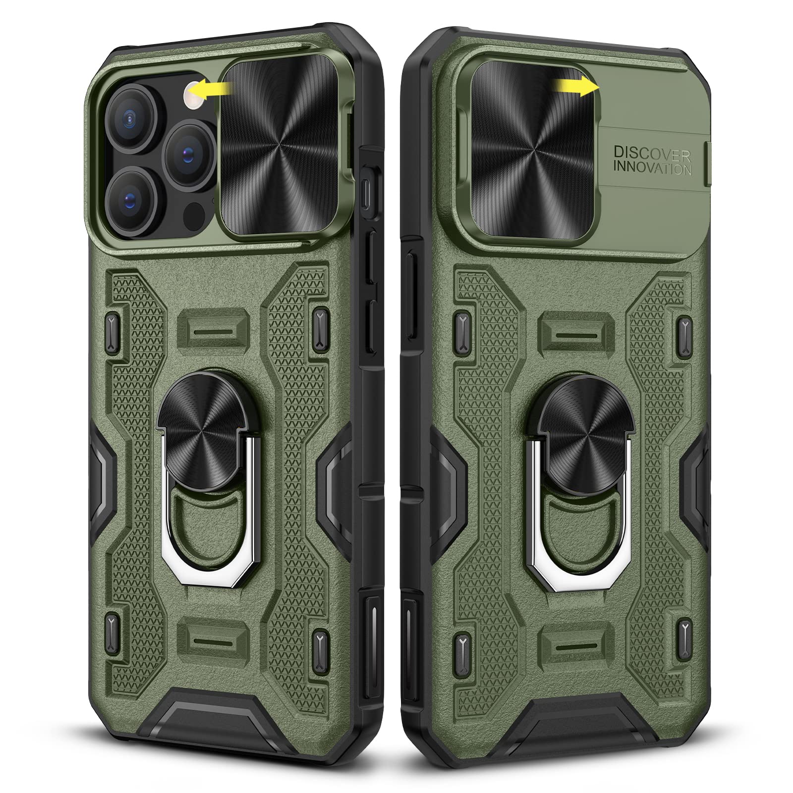 Caka For Iphone 13 Pro Case, Iphone 13 Pro Case With Camera Cover & Kickstand With Built In 360