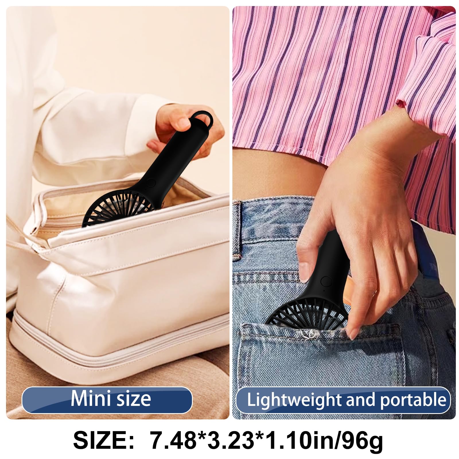 Qqt Mini Handheld Fan,Small Personal Fan With 3Speeds,Portable Battery Operated Fans,Usb Rechargeable Makeup Eyelash Fan,Strong