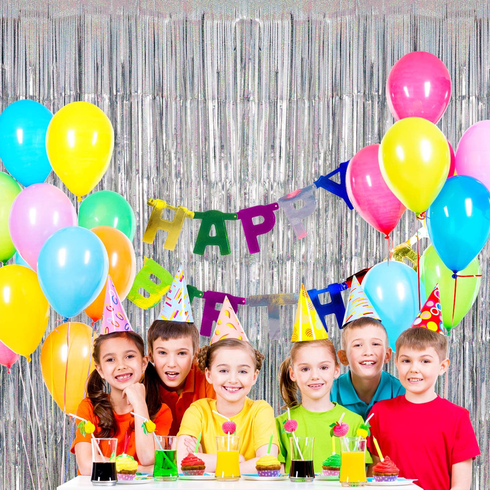 Silver Tinsel Foil Fringe Curtain Backdrop, 3.3 X 8.2 Ft Metallic Glitter Curtain Streamers, 2 Pack Silver Photoboth For Birthda