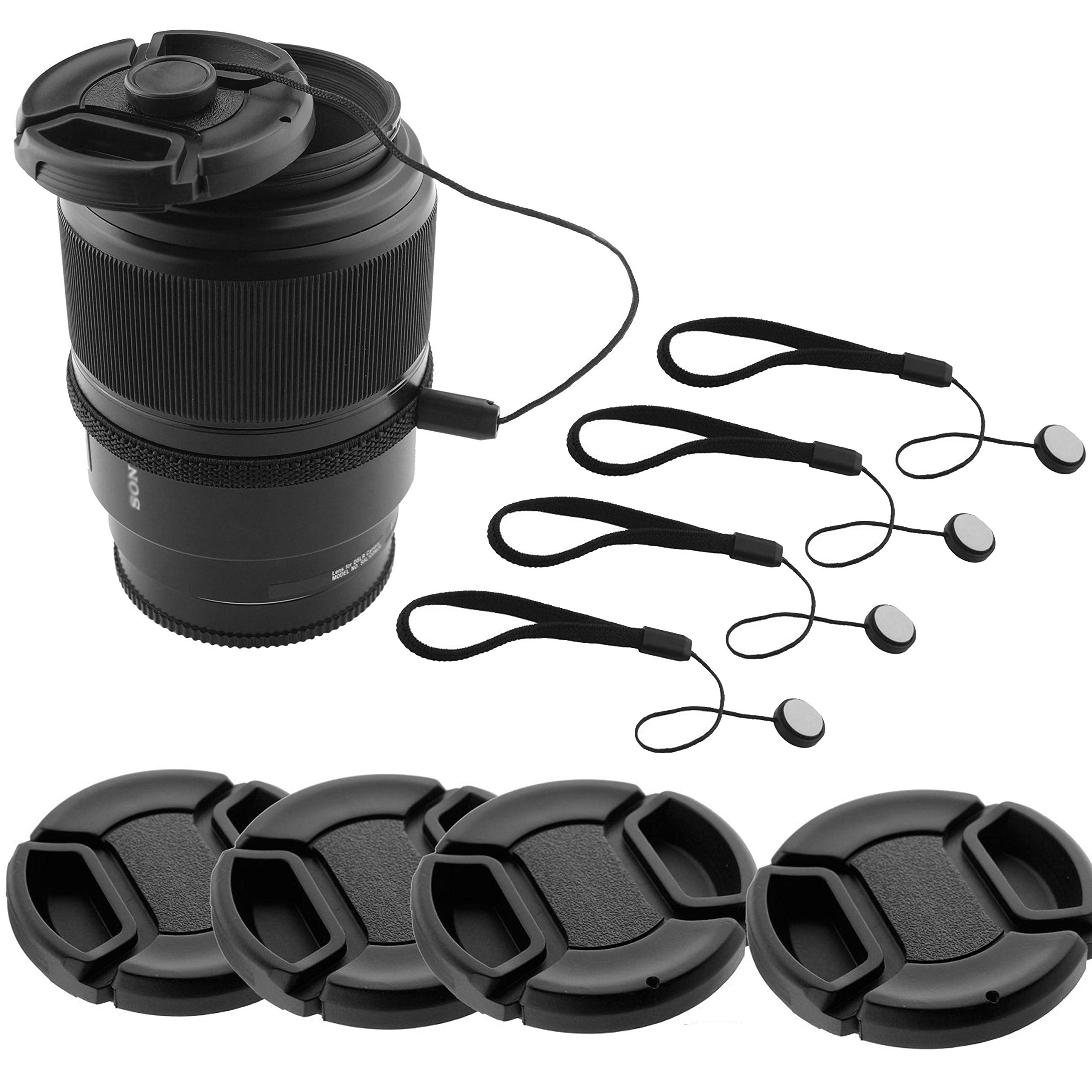 CamKix 58mm Lens Cap Bundle Compatible with Nikon, Canon, Sony Camera - 4 Snap-on Lens Caps for DSLR Cameras - 4 Lens Cap Keeper