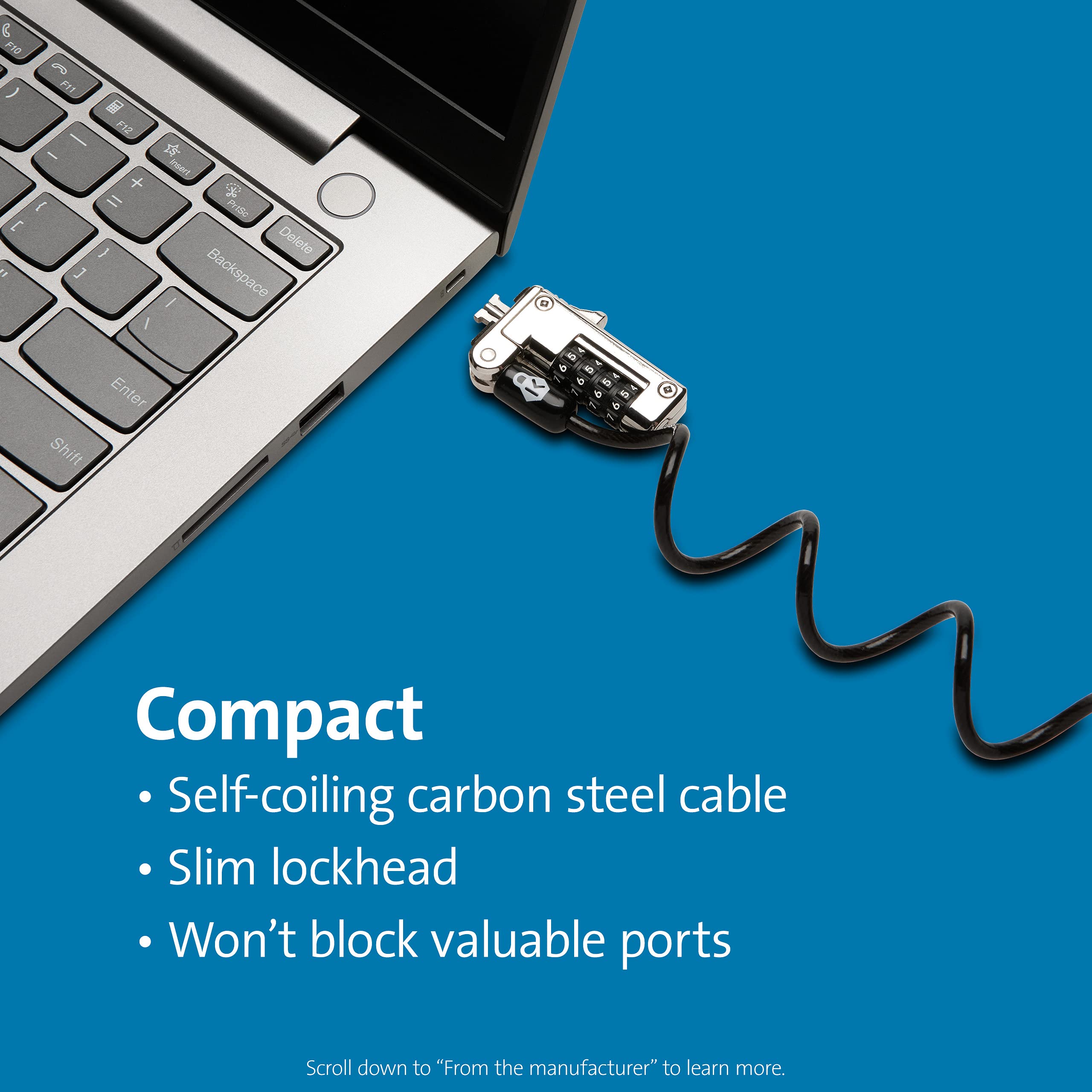 Kensington Slim Nanosaver Portable Combination Lock For Nano Slot (K60627Ww)