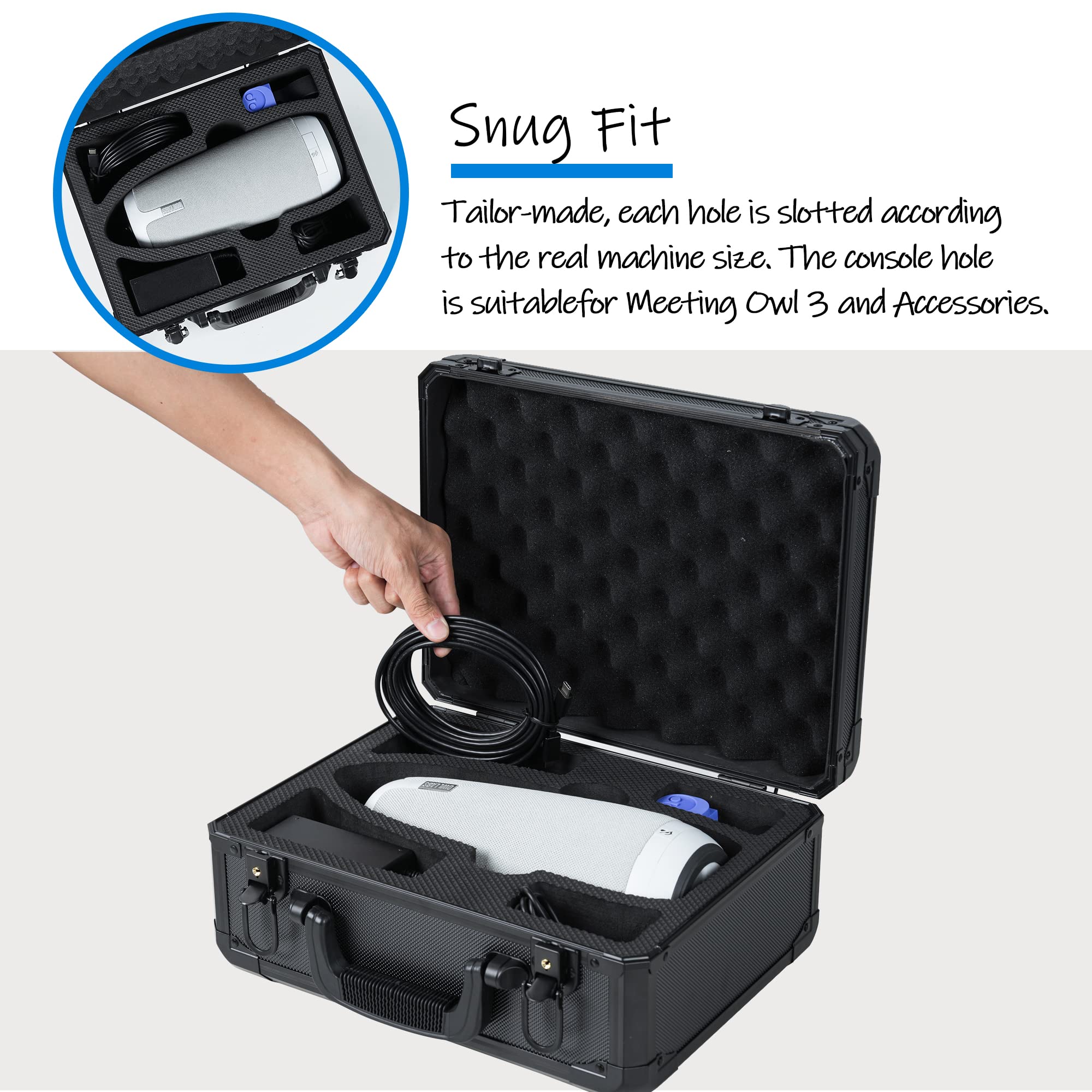 D DACCKIT Hard Travel Case for Meeting Owl 3 & 4+ - Durable Plastic, Model MeetingOwl3Case1021