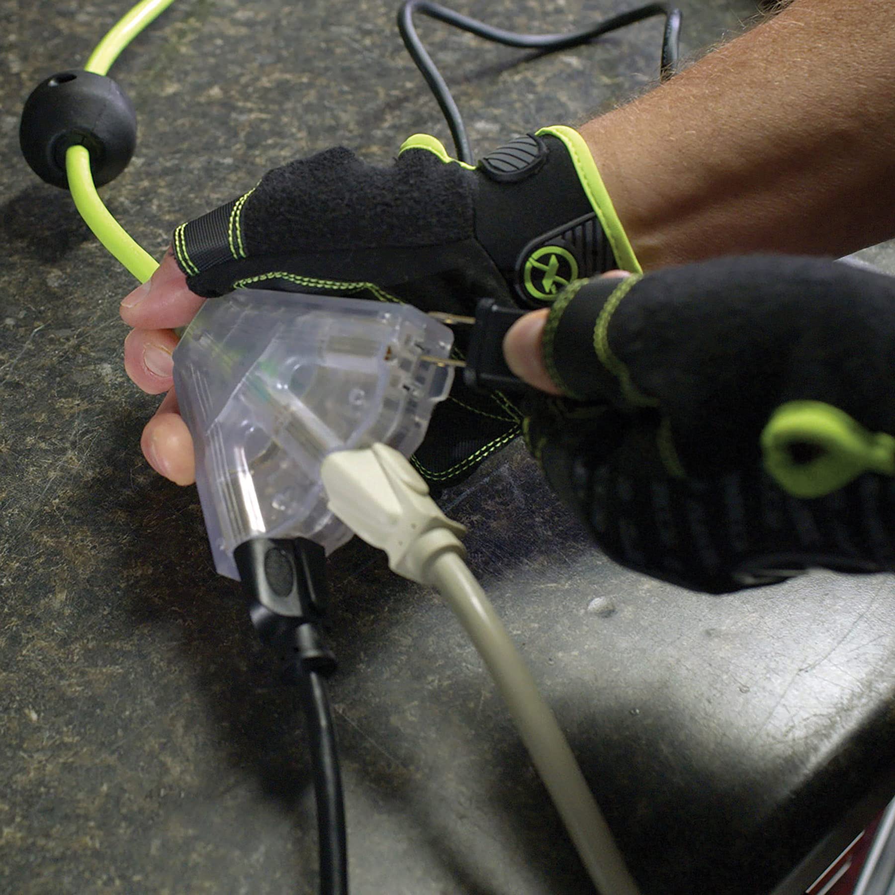 Flexzilla Retractable Extension Cord Reel, 12/3 Awg Sjtow Cord, 60', Grounded Triple Tap Outlet, Zillagreen, Fz8120603