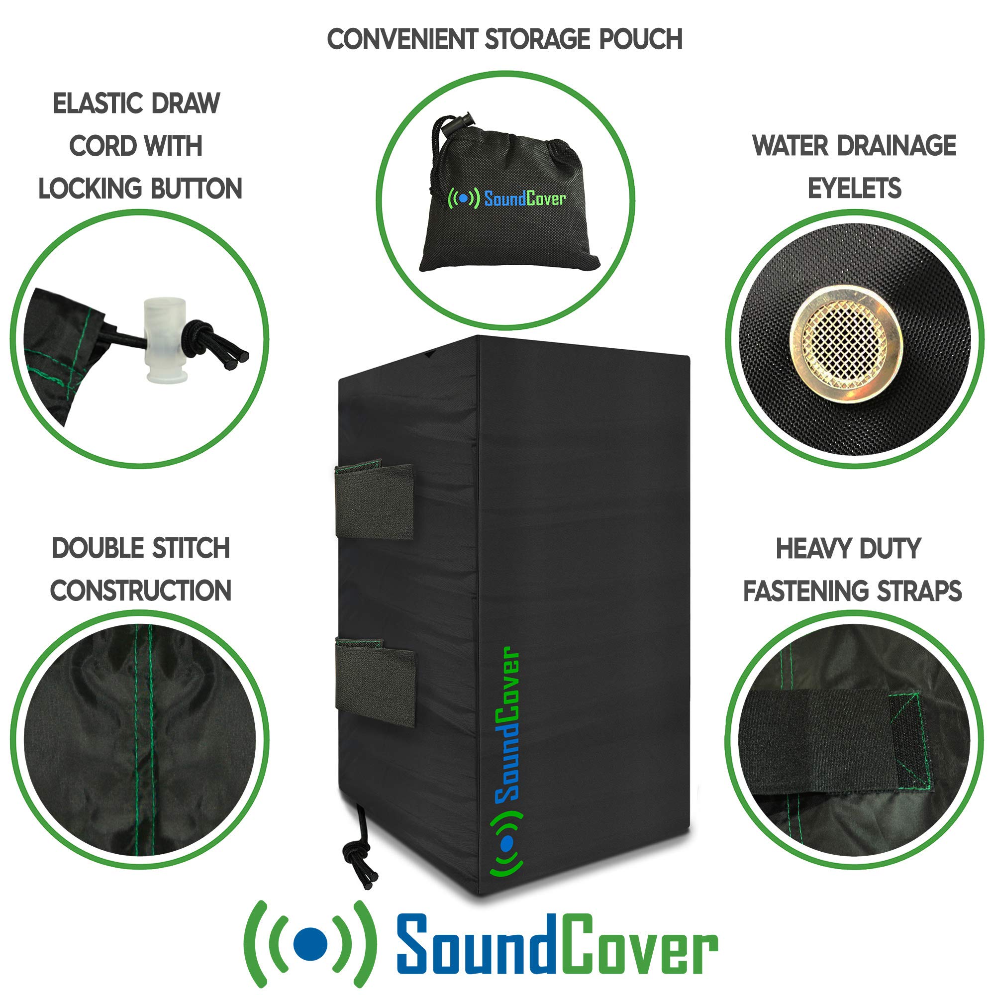 Outdoor Speaker Covers: Black, Medium Size (H 13.6'' X W 7.9'' X D 8.9''), Compatible With Yamaha Aw294, Definitive Technology A