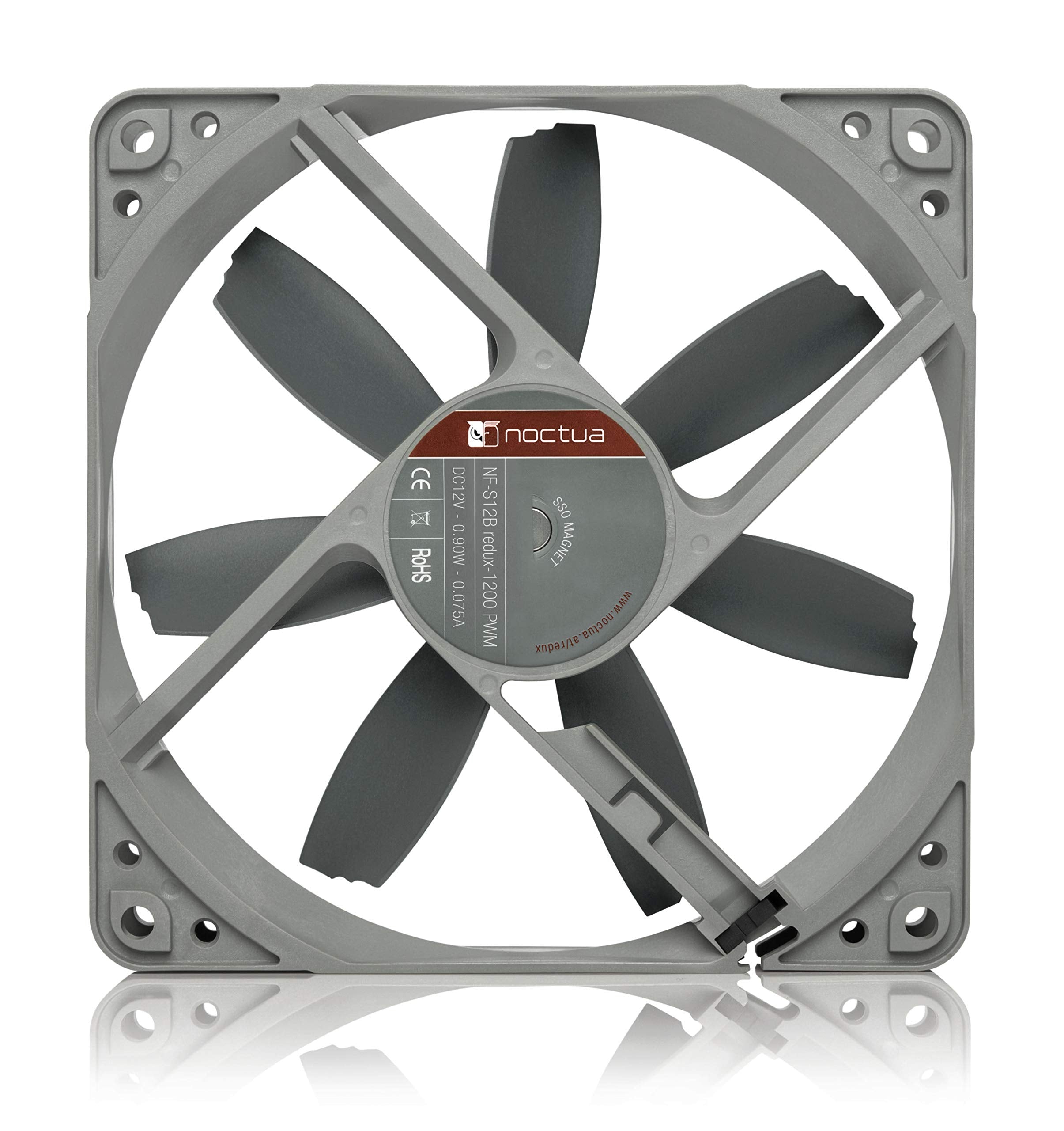 Noctua Nf S12B Redux 1200 Pwm, High Performance Cooling Fan, 4 Pin, 1200 Rpm (120Mm, Grey)