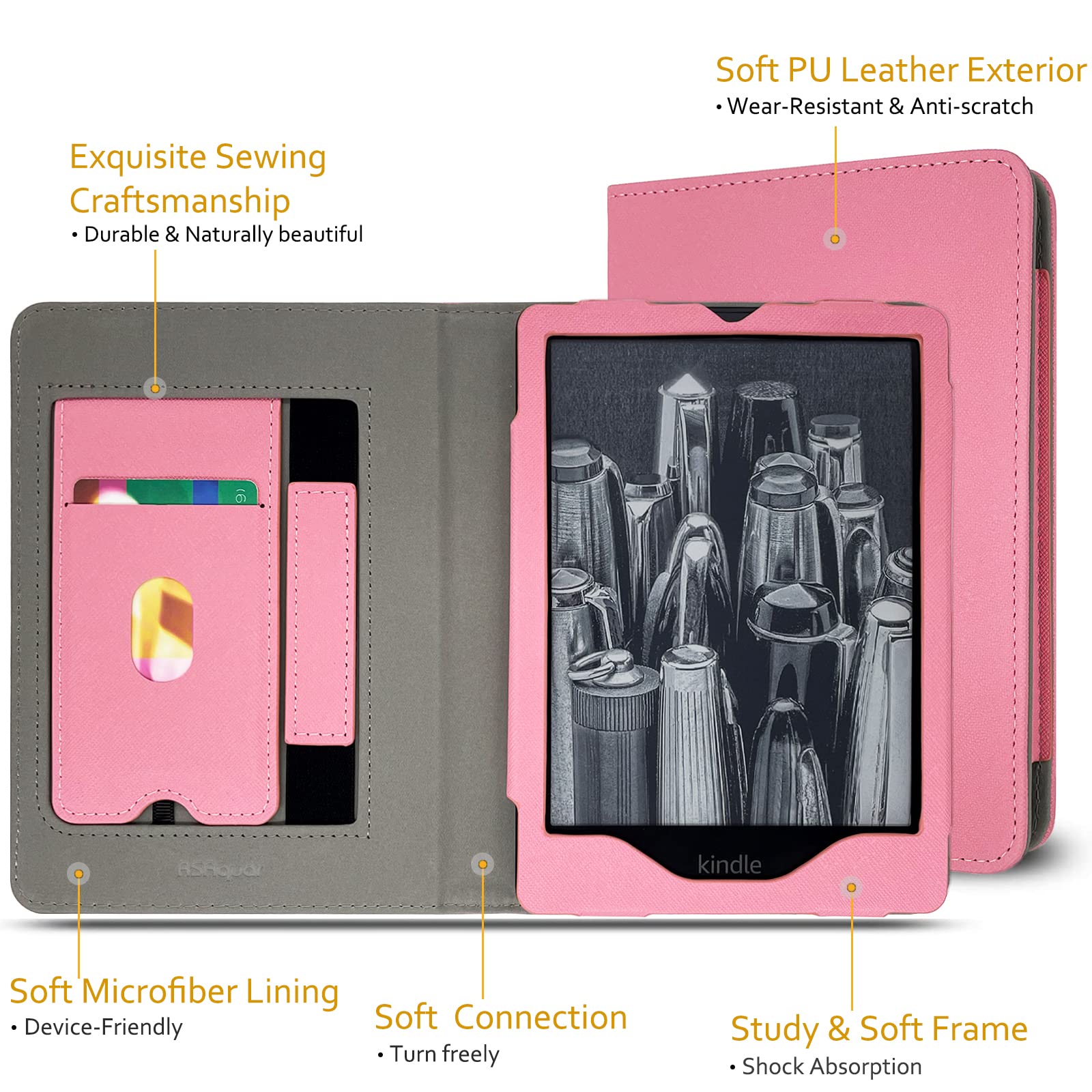 Rsaquar Kindle Paperwhite Case For 11Th Generation 6.8'' And Signature Edition 2021 Released, Premium Pu Leather Cover With Auto