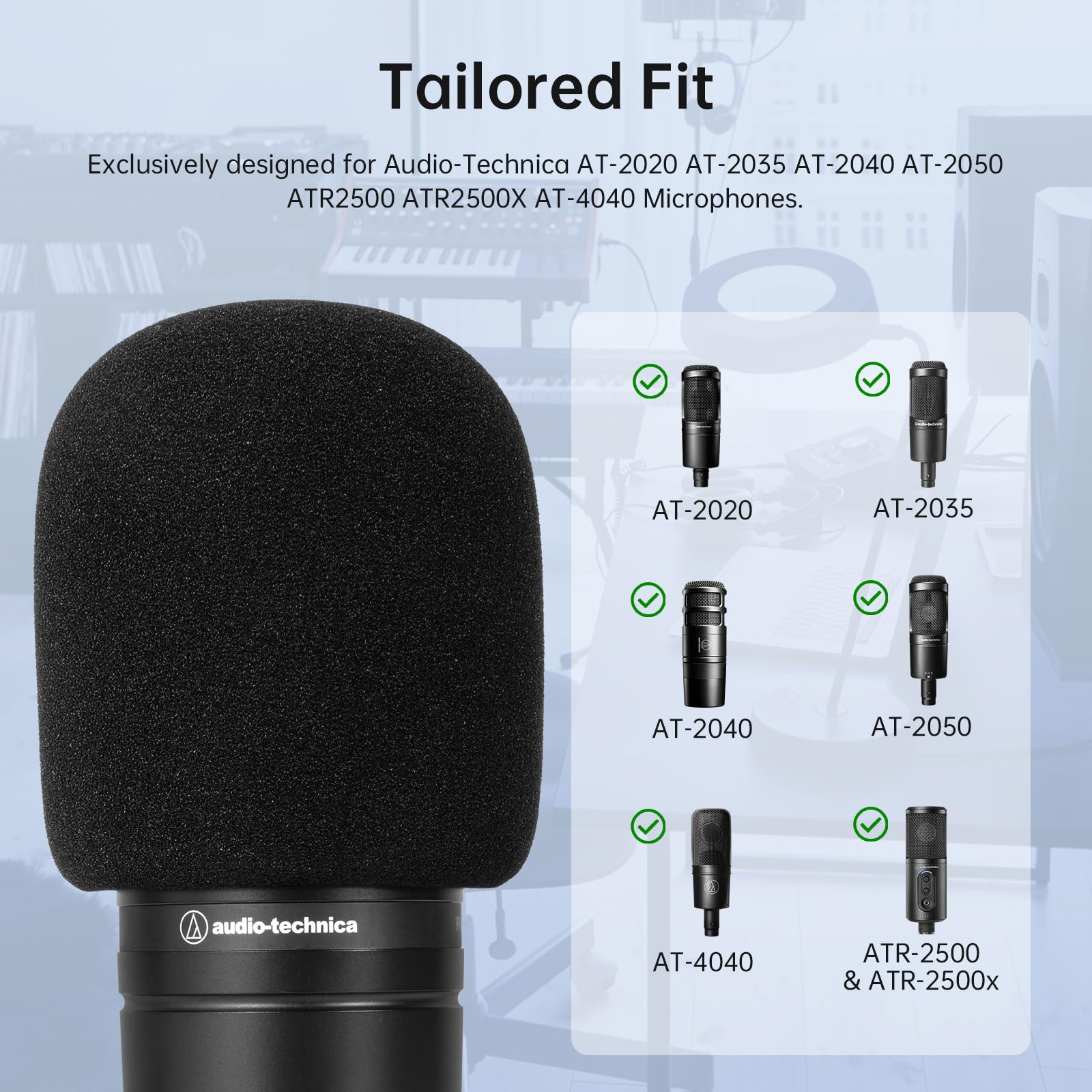 Phantaccy Pop Filter/Windscreen For Audio Technica At 2020 At 2035 At 2040 At 2050 Atr2500 Atr2500X At 4040 Microphones, Foam Mi