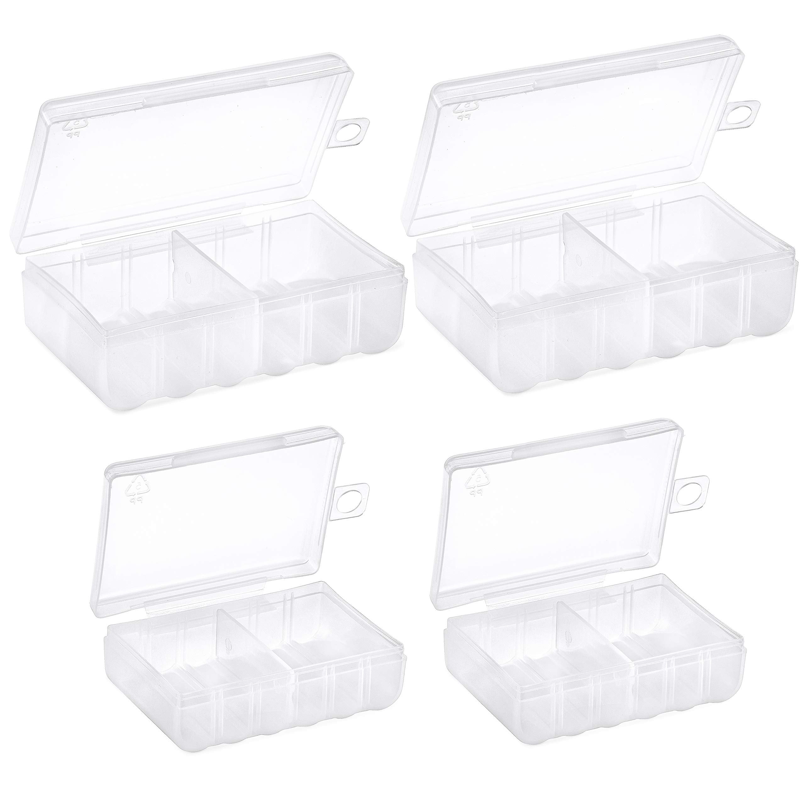 GlossyEnd Battery Storage Box Set of 4 - Clear Case for AA & AAA Batteries, Portable Holder for Organizing and Safety
