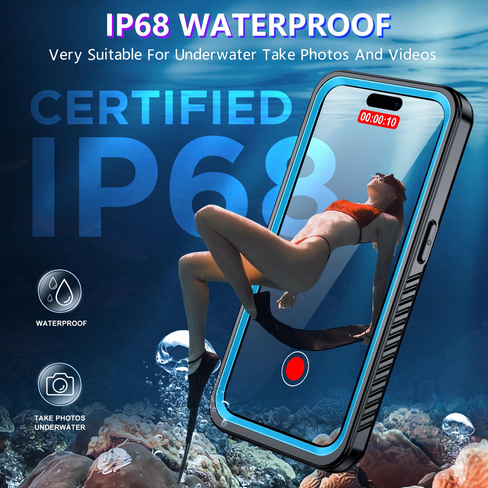 Red2Fire 2024 New For Iphone 15 Pro Max Case Waterproof, [Full Body Shockproof] [Ip68 Underwater][Dustproof][Dropproof] Phone Ca