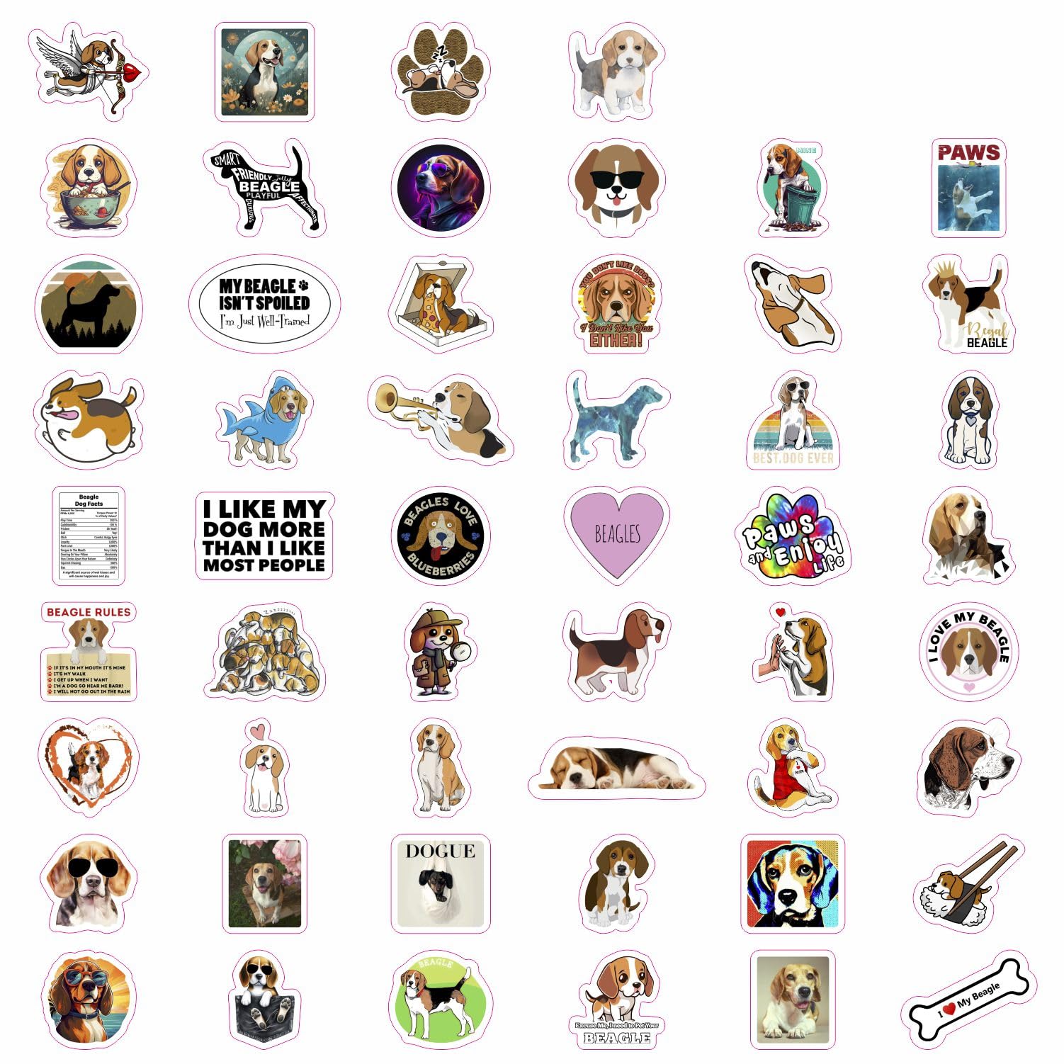 Beagle Stickers For Water Bottle And Laptop   Dog Lover Party Favors & Decorations, Waterproof Vinyl Puppy Decals, Cute Beagle S