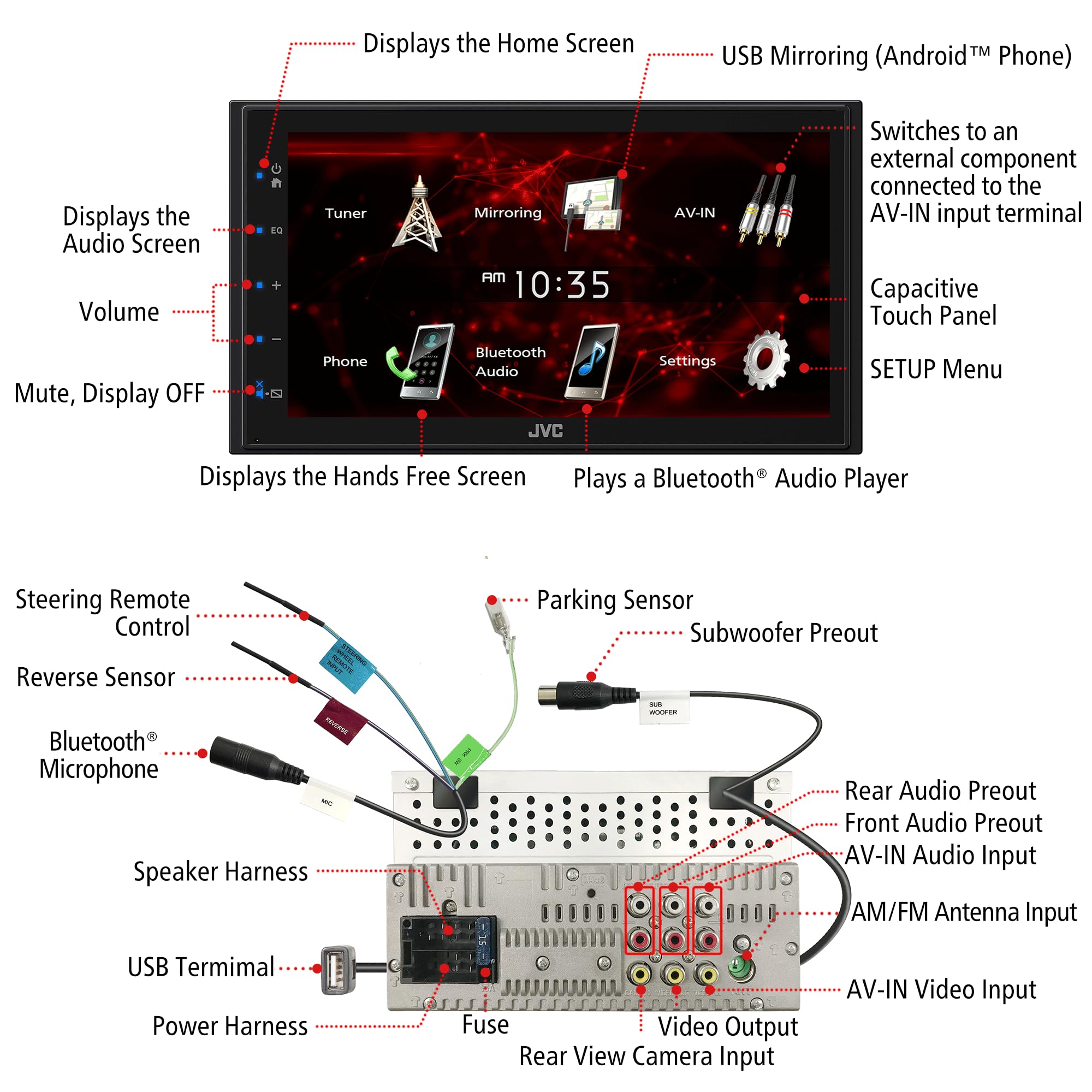 Jvc Kw M180Bt Bluetooth Car Stereo Receiver With Usb Port   6.75'' Touchscreen Display   Am/Fm Radio   Mp3 Player Double Din   1