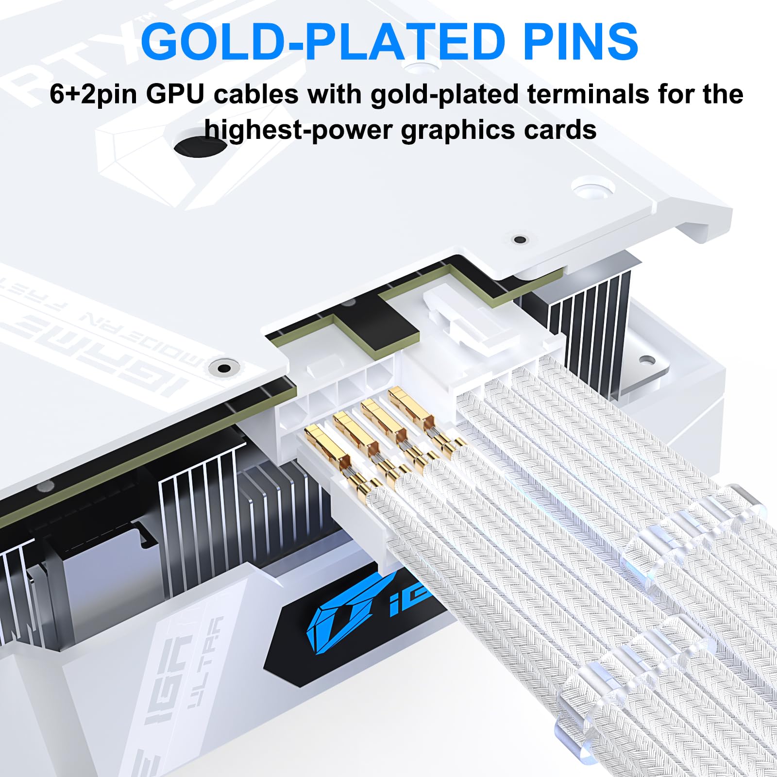 Sirlyr Psu Cable Extension Kit,Bright White Sleeved Pc Cables Extensions Mod,24Pin Atx X1 8Pin Eps X1 8 Pin Pci E X2,Gold Plated