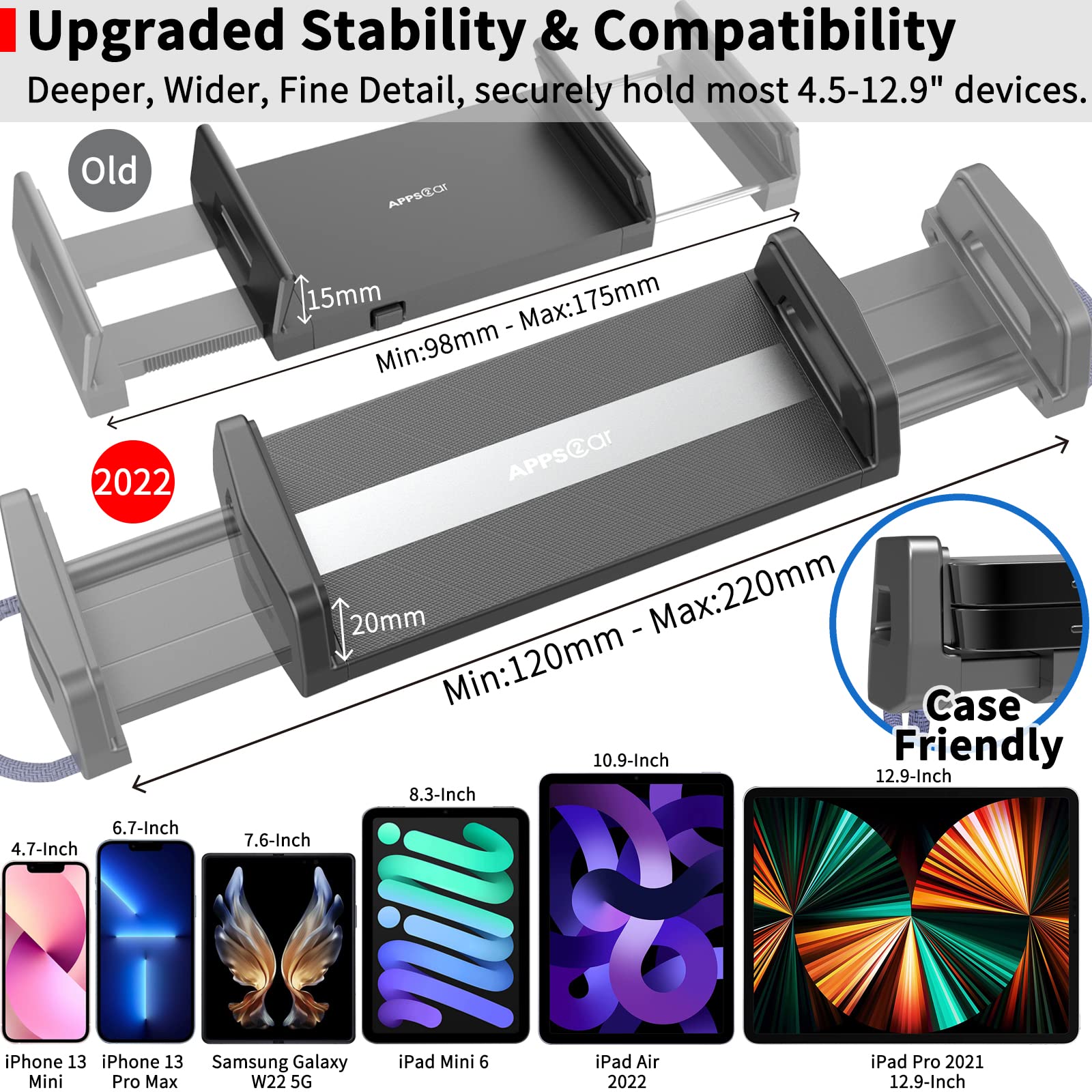 Apps2Car Universal Car Mount [2 In 1] Cd Slot Tablet Car Mount For 4.7 13 Inch Tablet, Cell Phone Holder For Iphone Samsung Z Fold 5 4 3 2 1, Tablet Car Mount Dash Holder Stand For Ipad Pro Air Mini