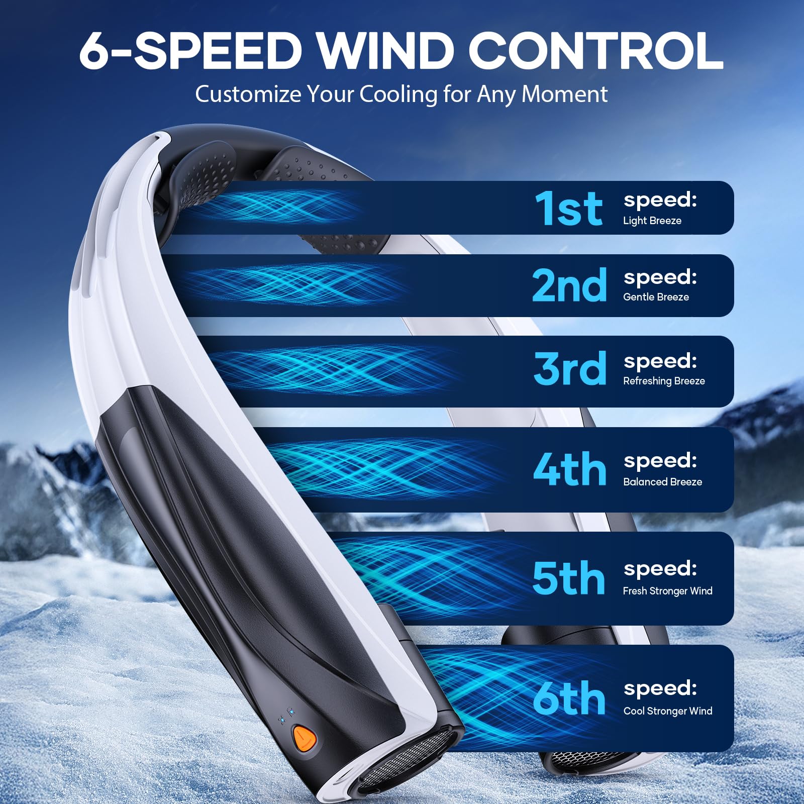 Jij Neck Fan - Portable Neck Fan Rechargeable With 6 Adjustable Speeds, Neck Cooler With 360 Surround Breeze, Upgraded Long-Last